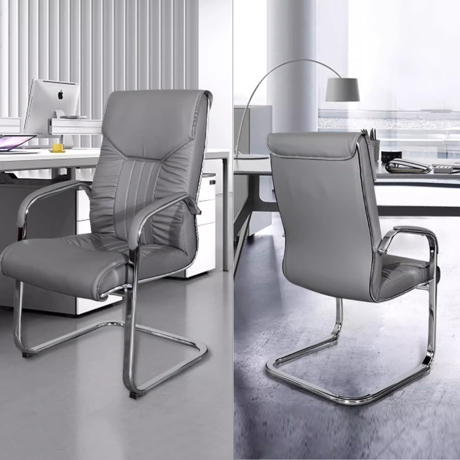 Sedia Ufficio, Sedia Ergonomica, con Braccioli, Sedia for Computer Domestico, Sedia da Conferenza, Adatta for Uffici e Sale di Ricevimento(Gray)