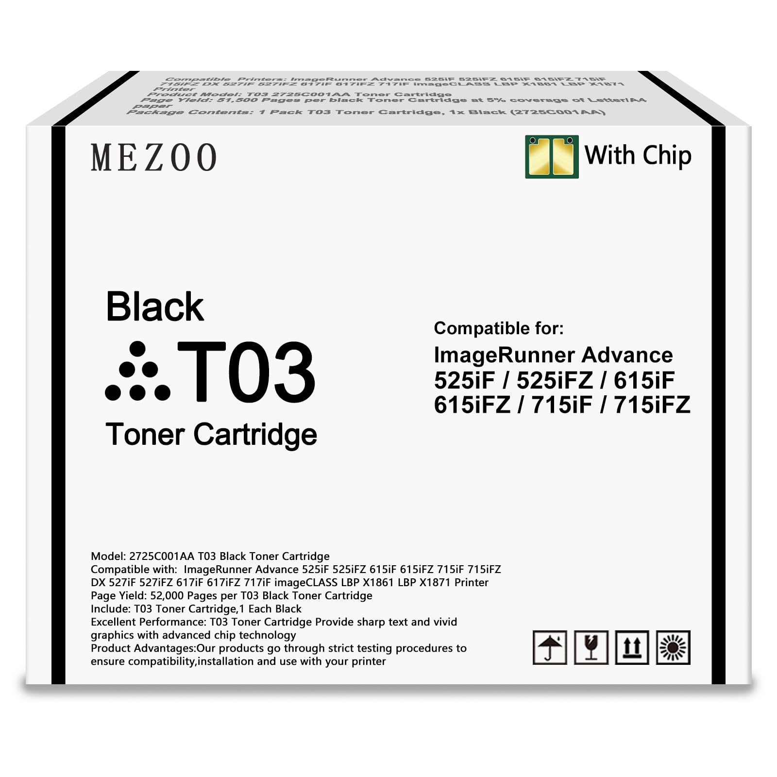 T03 Toner Cartridge Black with Chip Compatible Canon T03 2725C001AA Toner