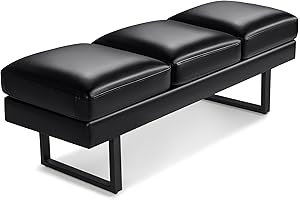 Furmax Elegant Waiting Room Bench Faux Leather Office Guest Chair, Durable Faux-Leather...