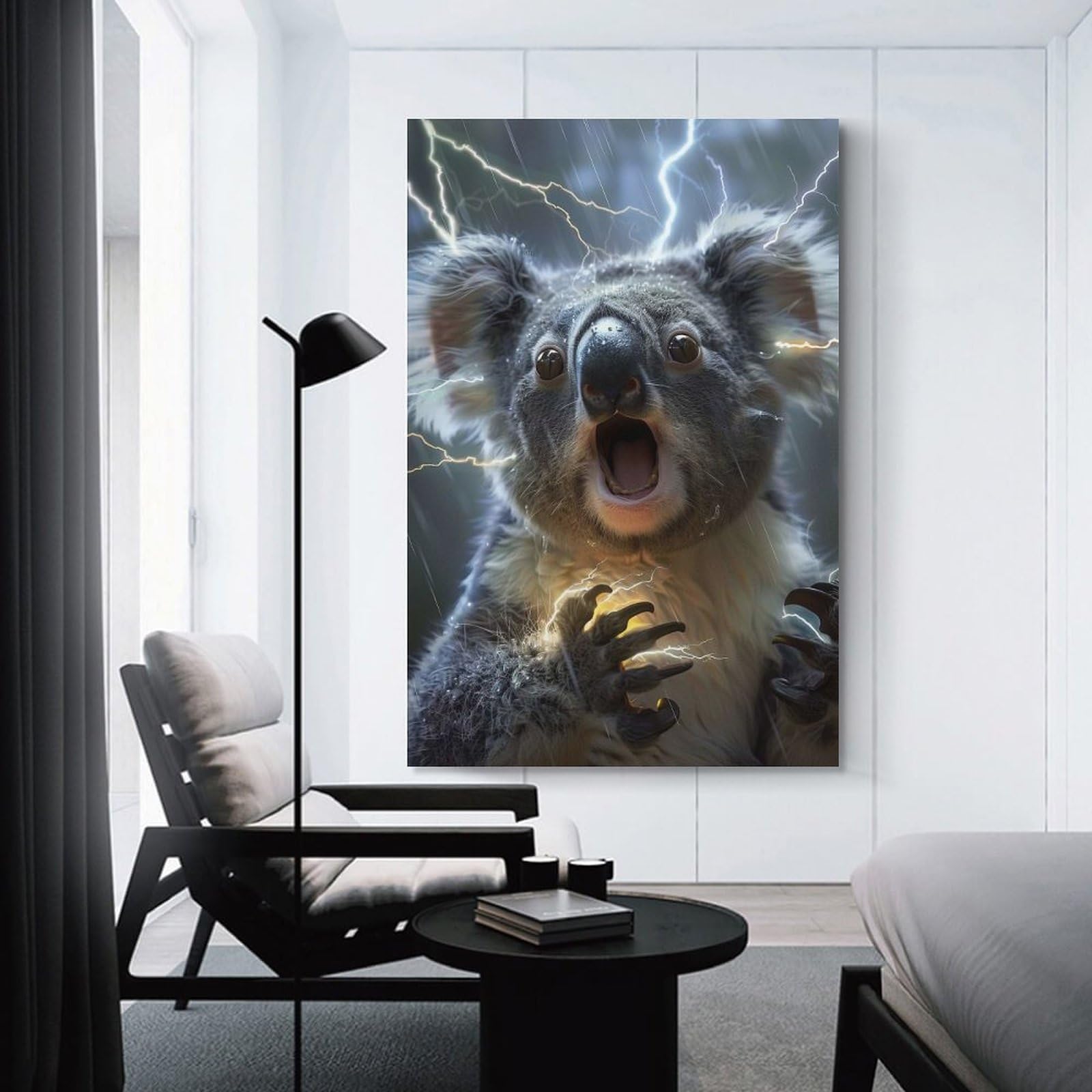 Junmoney Koala Lightning Canvas Wall Picture, 24x36inch(60x90cm), for Front Hall, Corridor Or Welcome Spaces, Wall Decor to Refresh Empty Corners