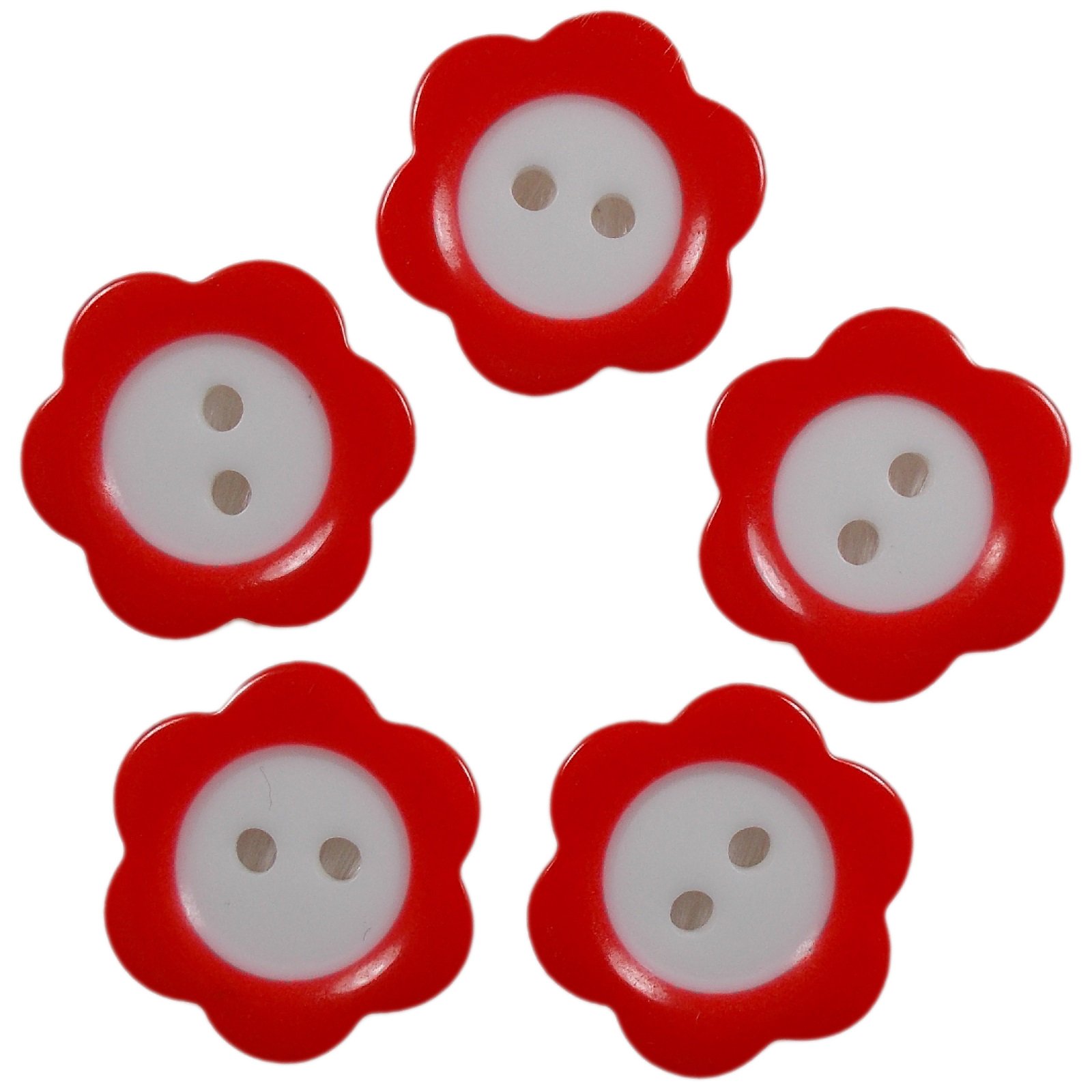 Push The Button Red Colour Rim Daisy Flower Plastic Buttons 11Mm (, 5)