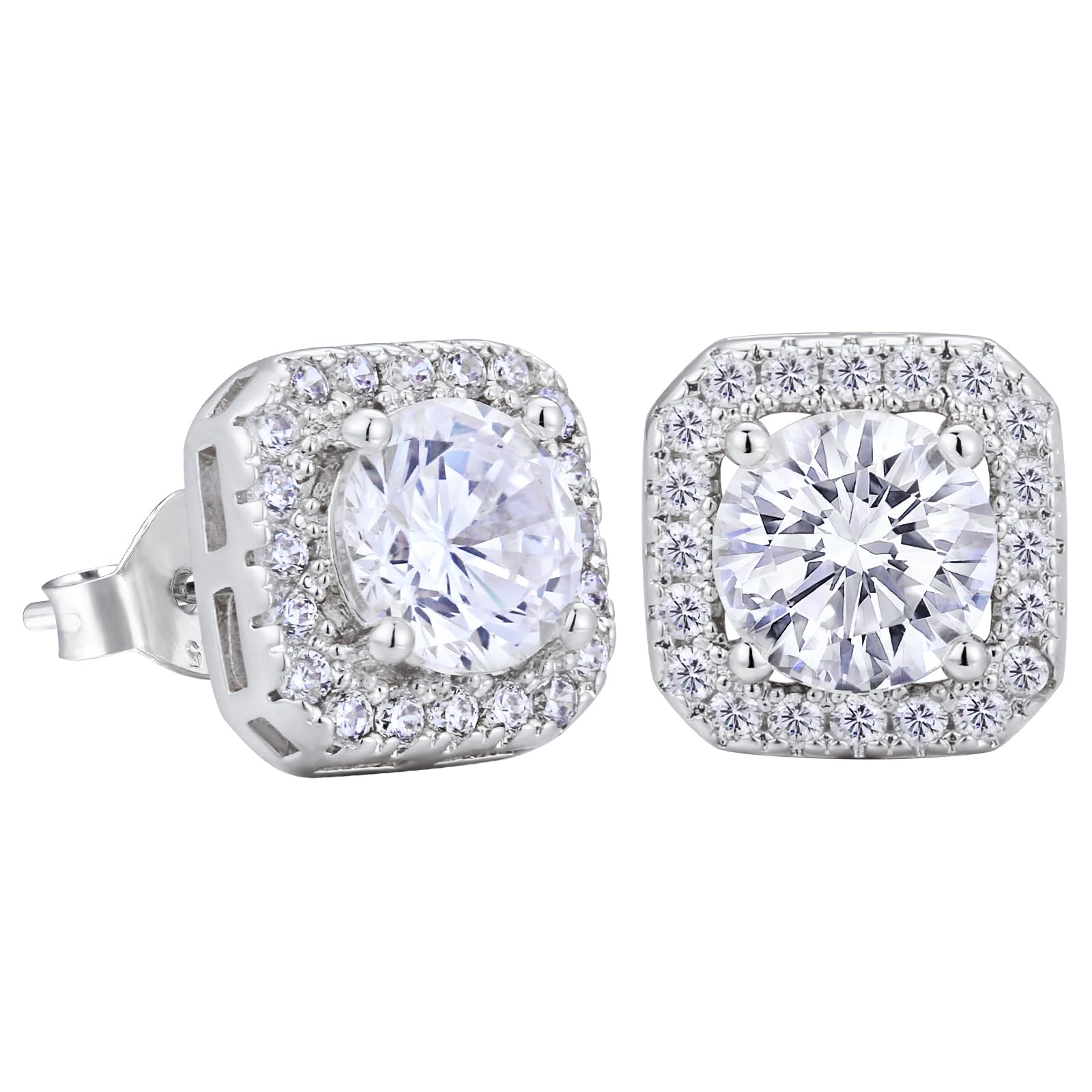 VEXXS Diamond Stud Earrings for Men, S925 Sterling Silver 14K Real Gold Plated Iced Out Earrings Micro Pave 5A CZ Stones Men’s Studs, Hypoallergenic