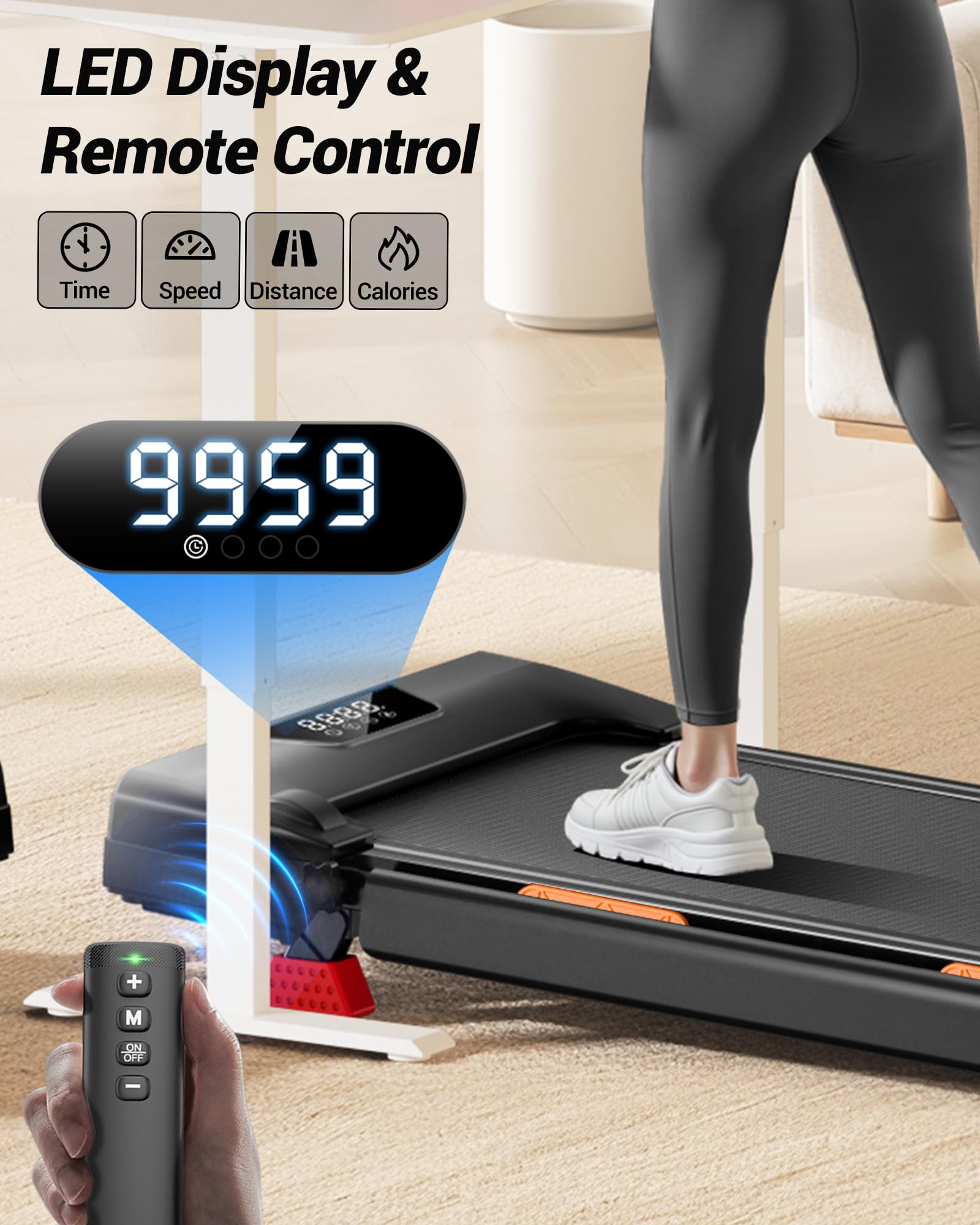 UMAY Tapis de Course Pliable Inclinable 15% Walking Pad Moteur Silencieux Charge Max 136KG