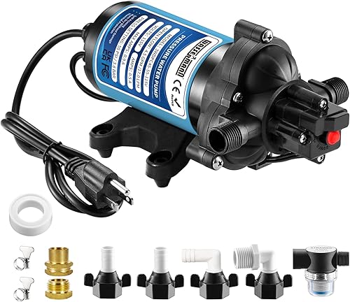WASSERMANN Bomba de presión de agua de 115 voltios CA 4.5GPM 55PSI, bomba de agua autocebante de diafragma con interruptor de presión para cocina,