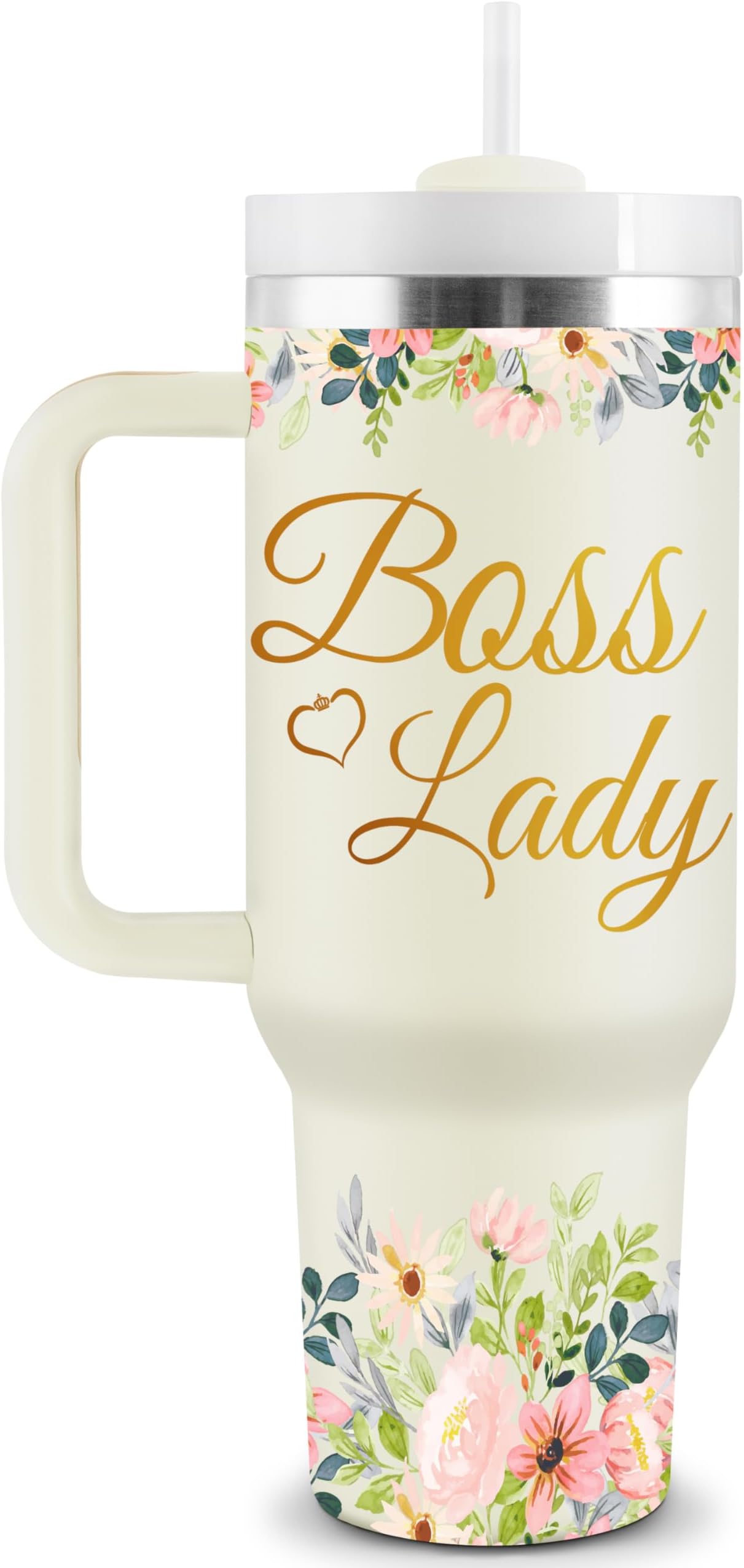 Boss Lady Gifts for Women - Boss Gifts for Women - 40oz Tumbler with Handle and Straw - Gifts for Boss Woman - Best Boss Christmas Gifts for Women - Boss Lady Tumbler, Boss Lady Mug, Boss Lady Cup