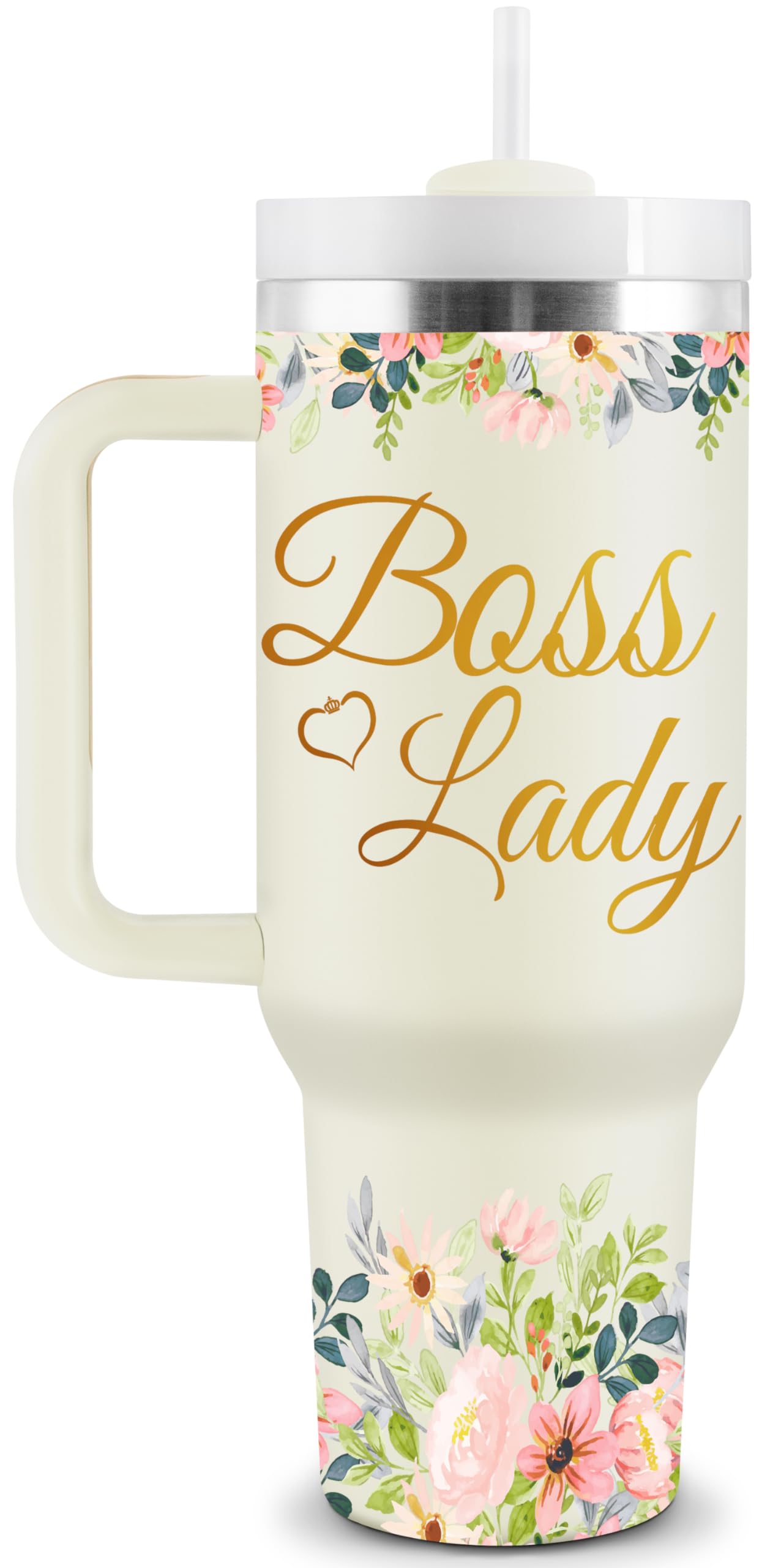 Boss Lady Gifts for Women - Boss Gifts for Women - 40oz Tumbler with Handle and Straw - Gifts for Boss Woman - Best Boss Christmas Gifts for Women - Boss Lady Tumbler, Boss Lady Mug, Boss Lady Cup