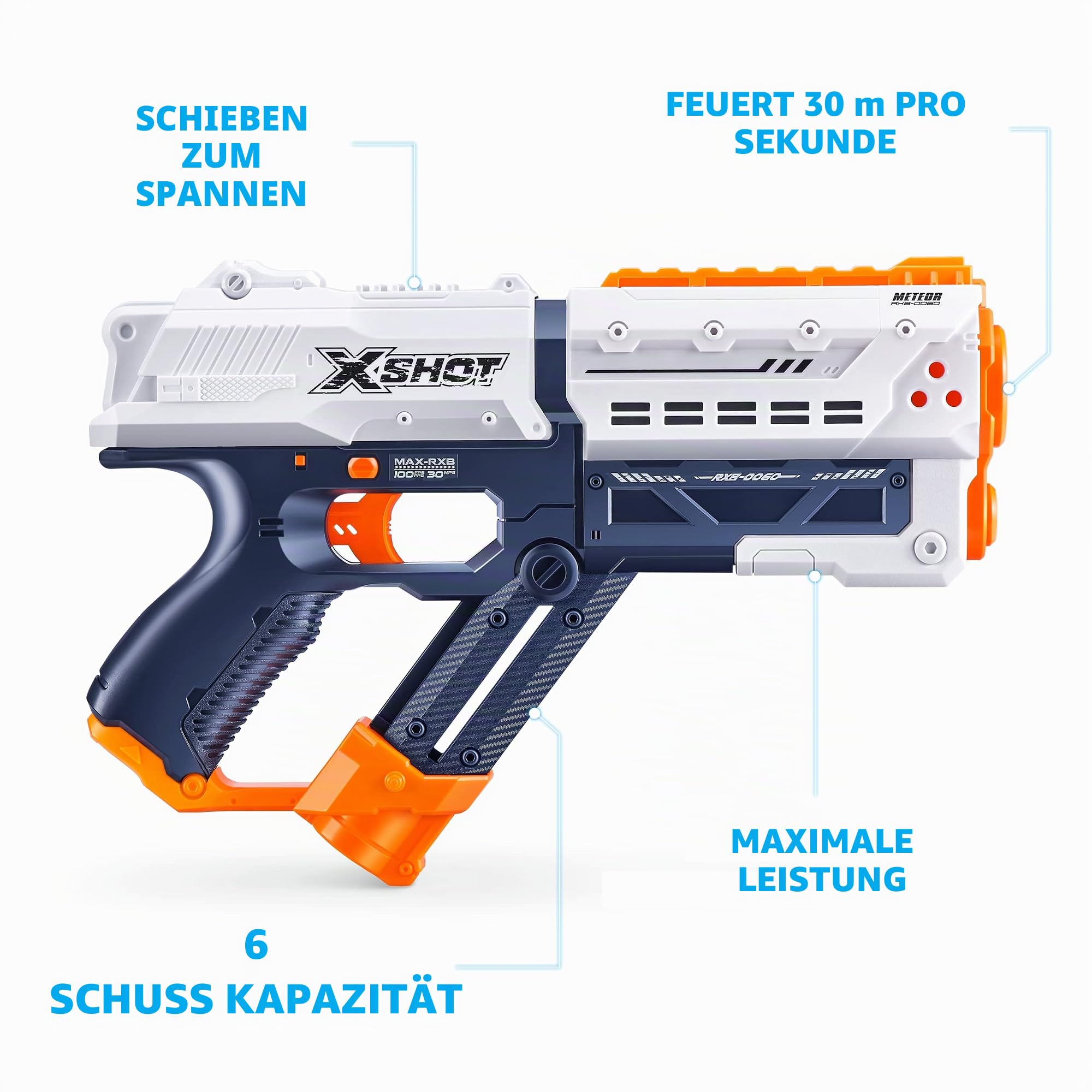 X-Shot Chaos Meteor Round Blaster (2er Pack, 24 Schuss), weißer Spielzeug-Blaster