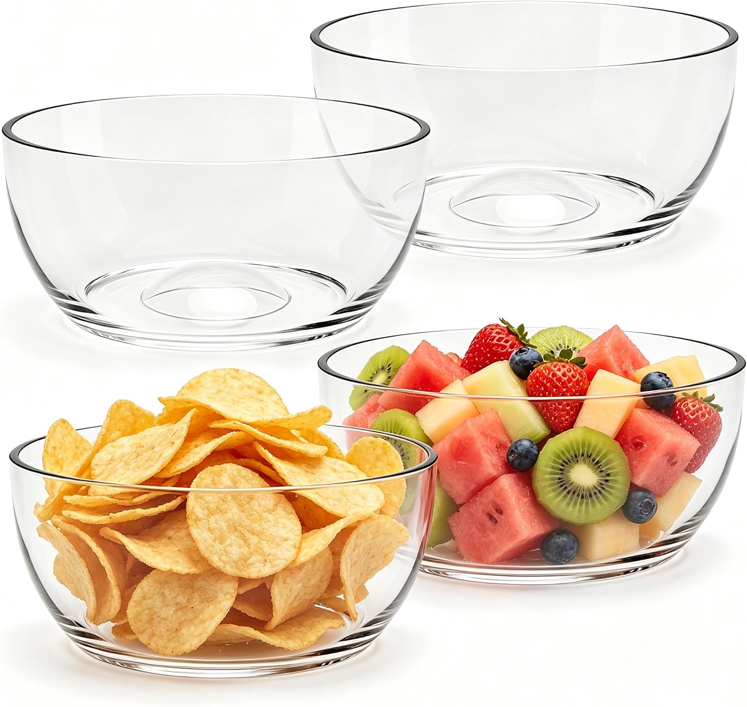 Clear Plastic Candy Bowls Set of 4, 18.3 oz Party Chip Bowls