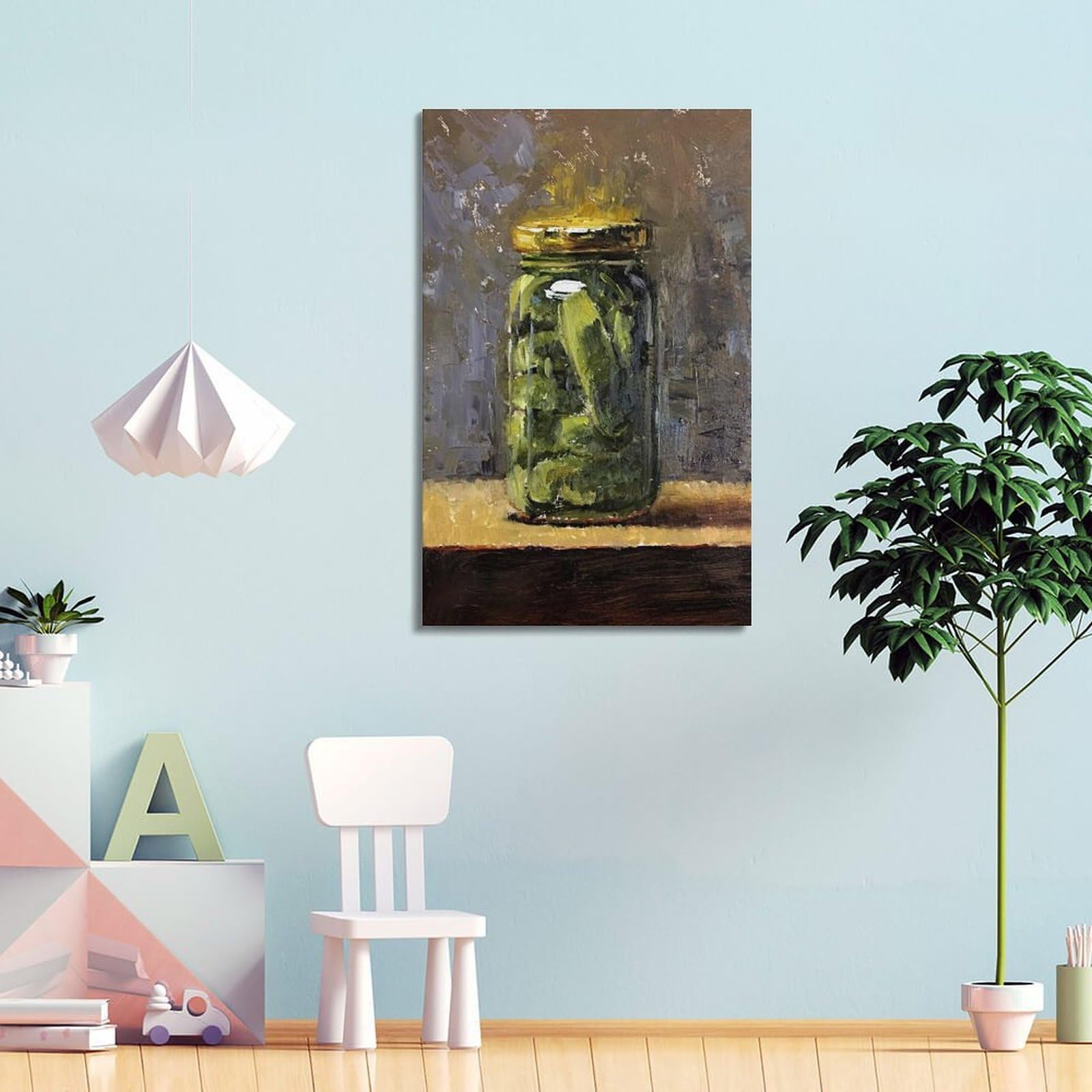 DLJGDS Ölgemälde mit eingelegter Gurke, Stillleben, Gemüse, dekoratives Gemälde, Leinwand, Wandposter und moderne Familienschlafzimmer-Dekoration, 60 x 90 cm