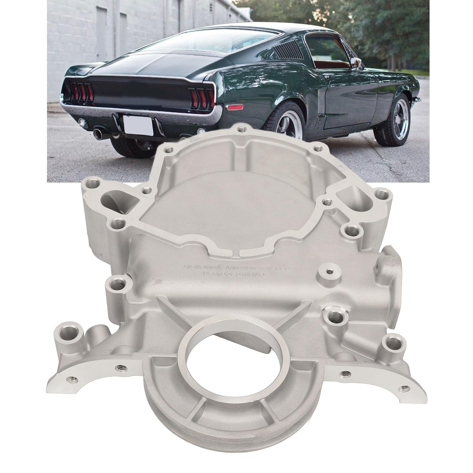 Copertura Catena di Distribuzione in Alluminio PCE265.1028 per Protezione Motore SB 289 302 351 Windsor 1968-1980 Non EFI