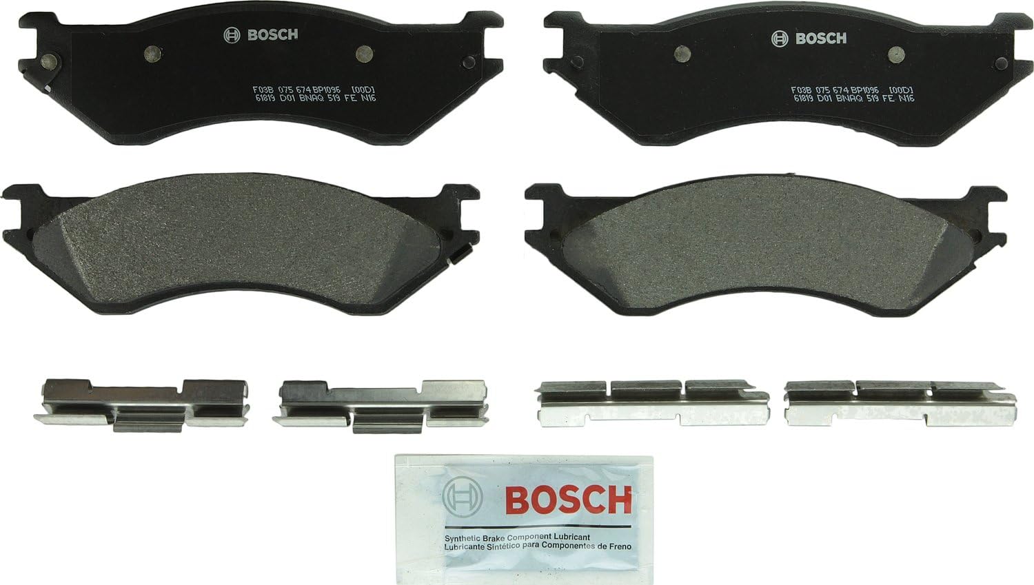 BOSCH BP1096 QuietCast Premium Semi-Metallic Disc Brake Pad Set - Compatible with Select Dodge Ram 1500, Ram 2500; REAR