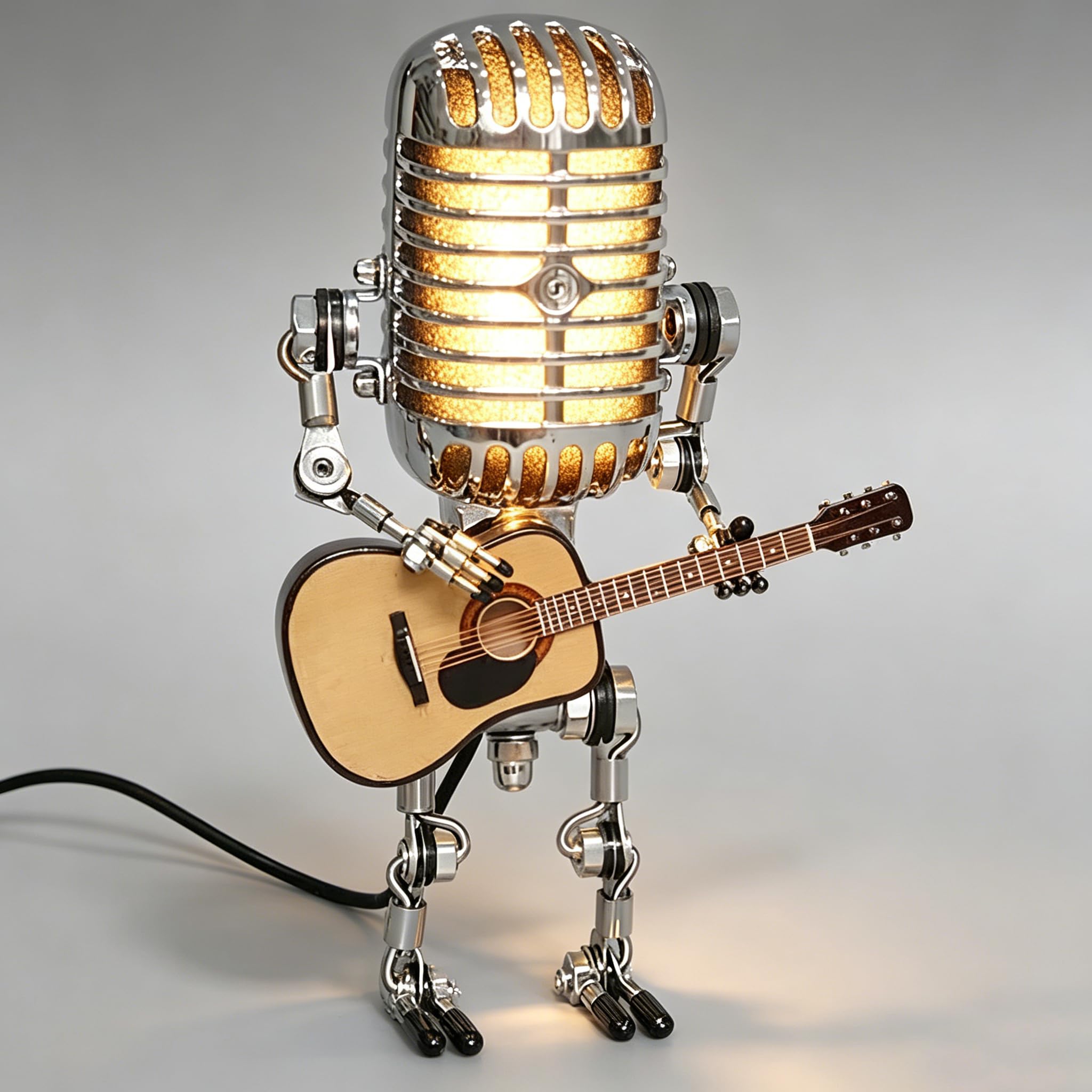 Vintage Microphone Guitar Lamp, Cool Guitar Gifts for Music Lovers and Player, USB Plug i…
