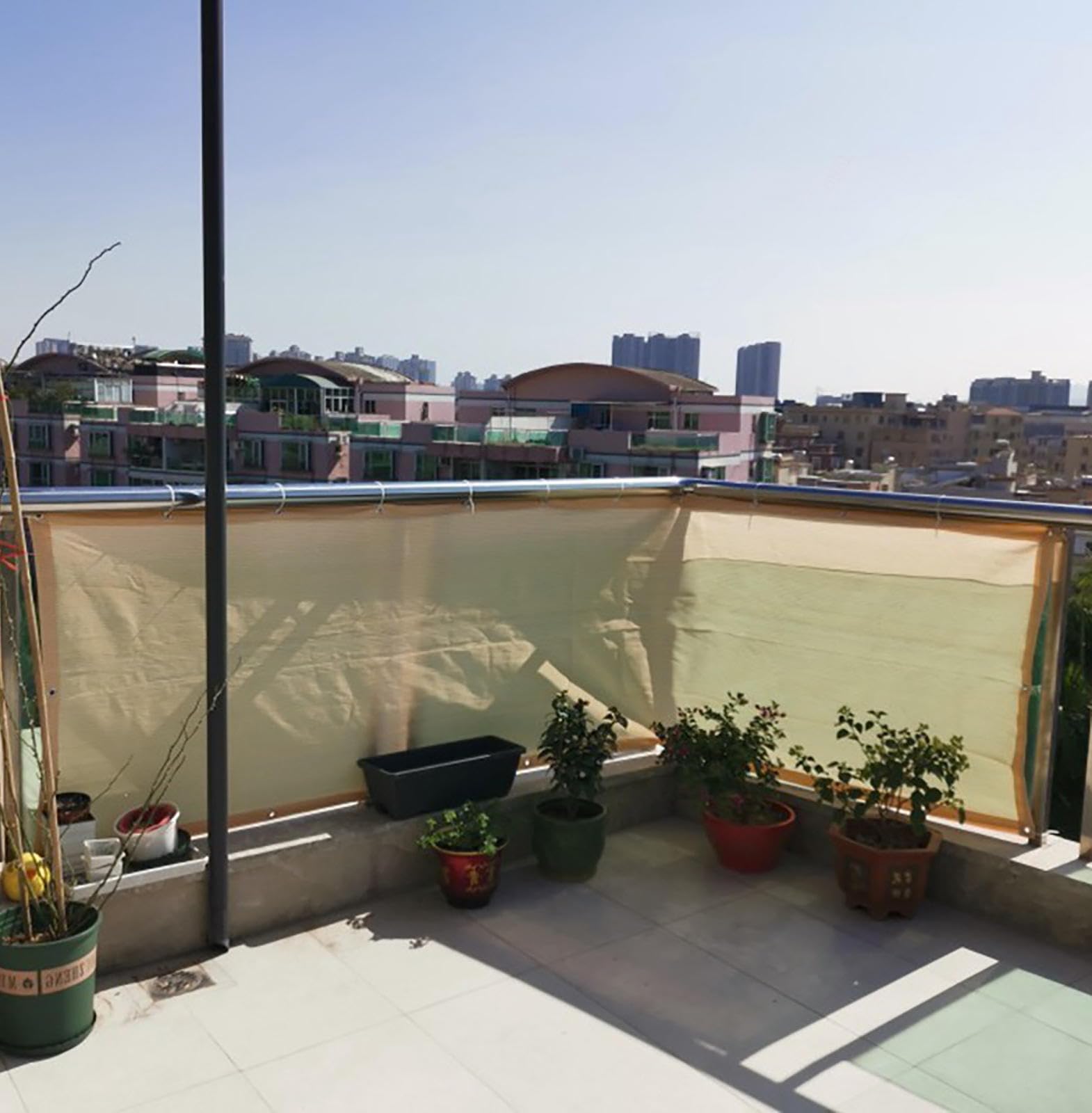 Voile Ombrage Rectangulaire 5x4 Filet d'ombrage Toile Ombrage Extérieur 5x5 Toile Pergola 4x3 Filets de Balcon Filet de Protection Contre Le Vent,beige-4x7m