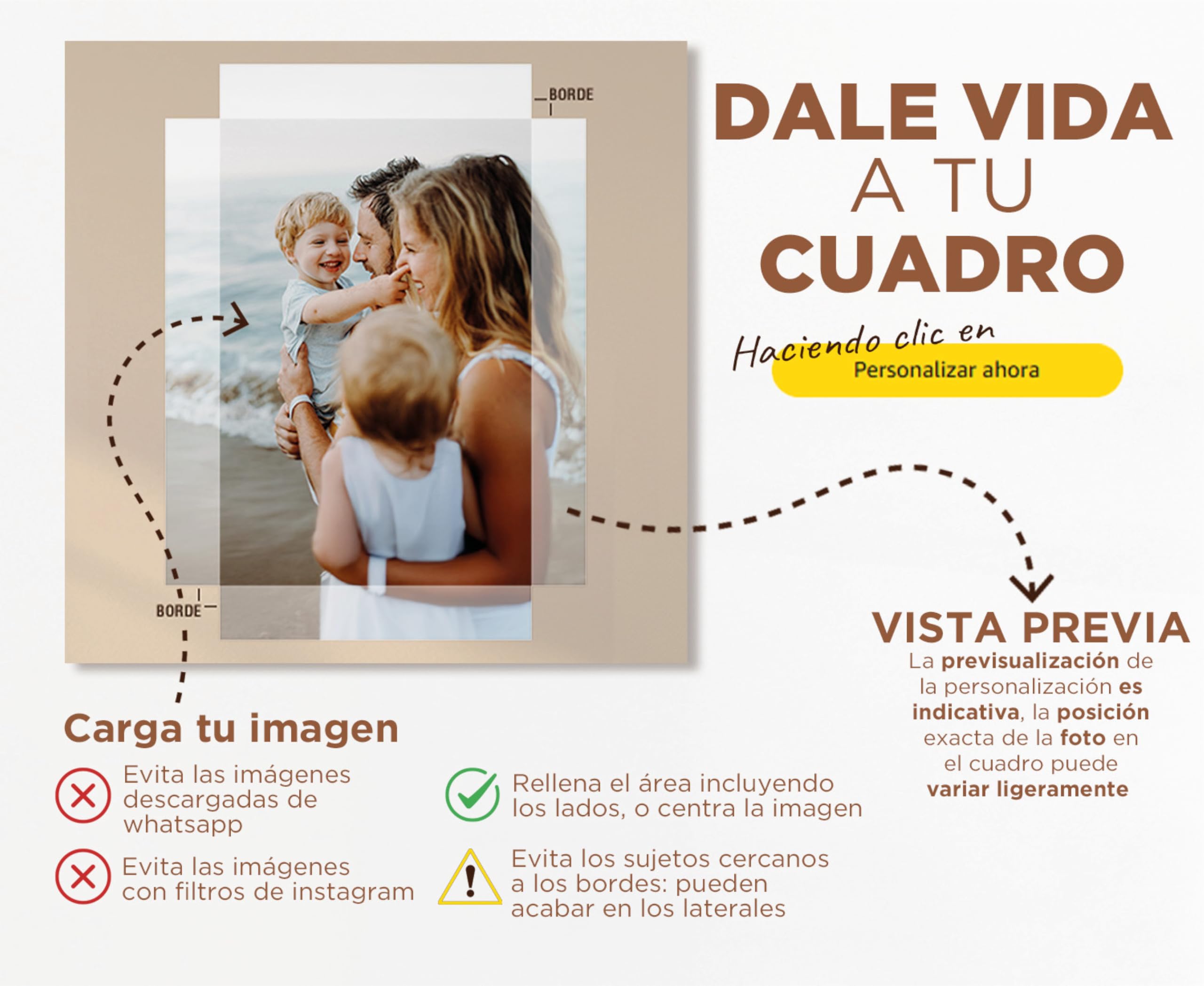 Akinda Art Gallery - Cuadro con lienzo personalizado 80 x 80 cm - Tu Foto Personalizada - Cuadro Moderno Salón - Idea de regalo