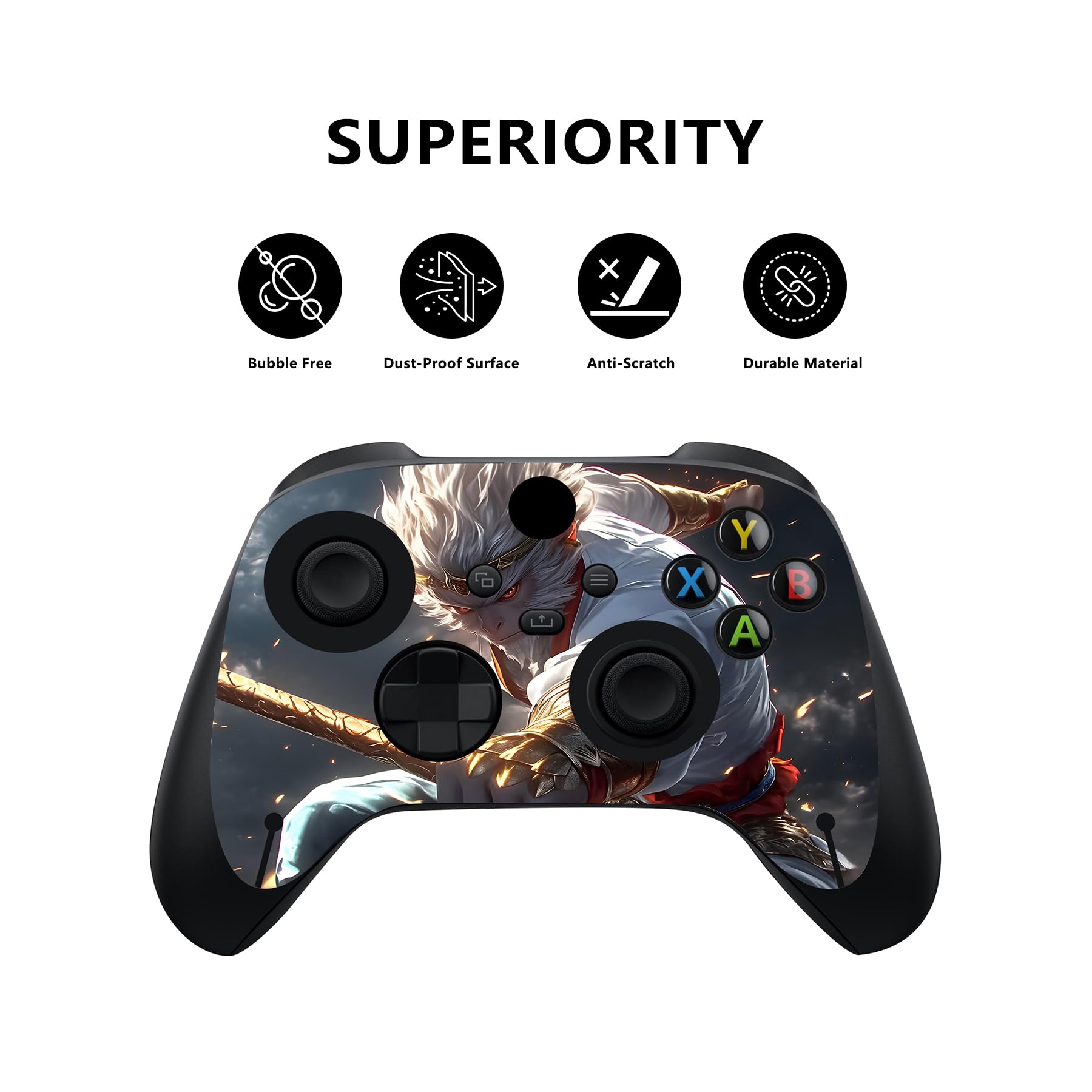 playvital Autocollant Manette pour Xbox Series X Accessoires Protection,Stickers pour Xbox Series X Console Skin-Sauge Wukong
