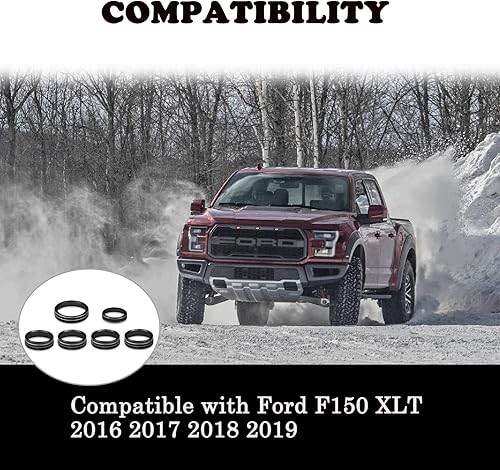 Miniatura 4 de Kujunpao Cubierta de aluminio para interruptor de aire acondicionado, perilla de consola central compatible con Ford F150 XLT, accesorios 2015-2019,