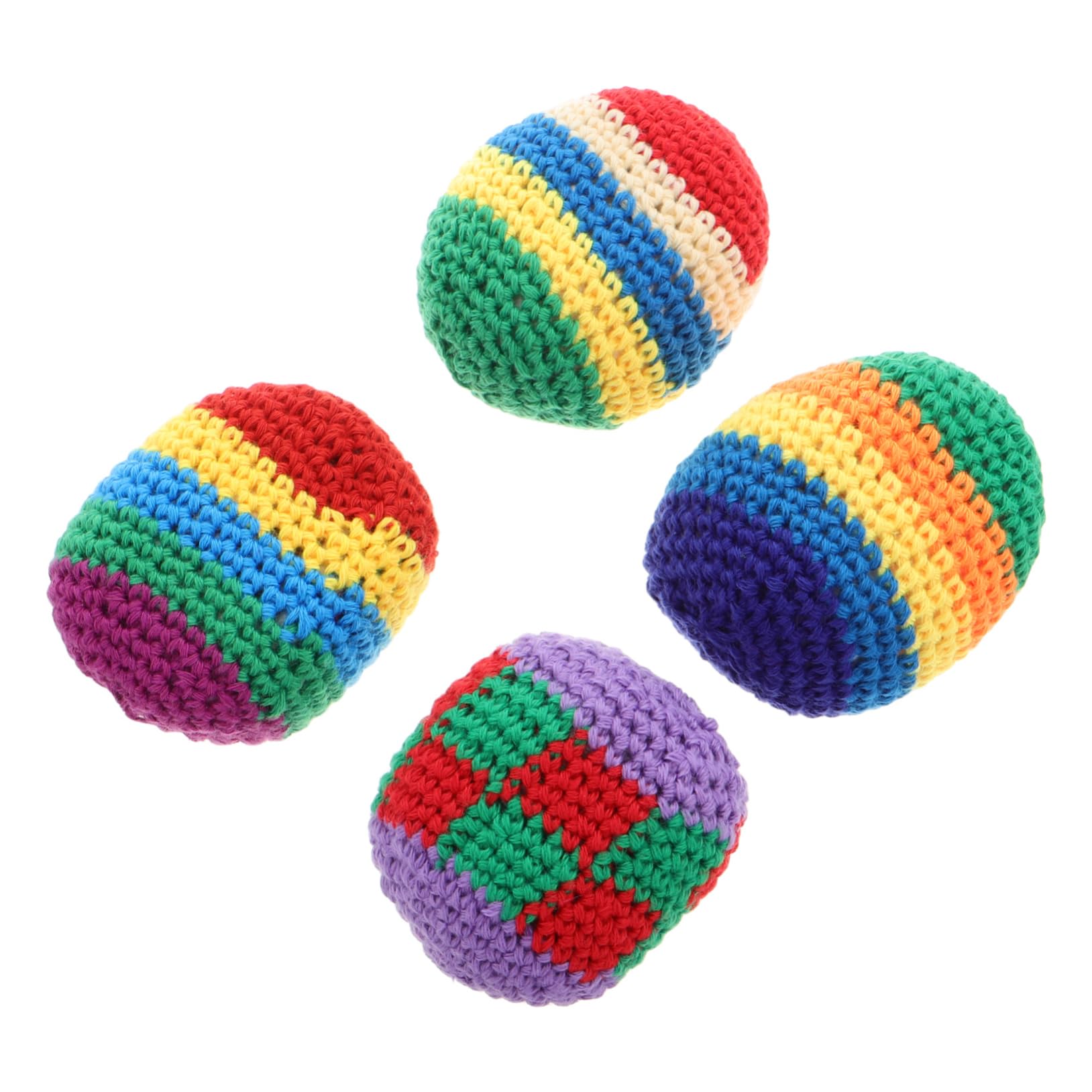 BESTonZON Toddler-Friendly Juggling Balls 4 Pack Soft Knitted Kick Sack Toys Crochet Bouncing Balls for Boys and Girls Enhance Creativity Coordination