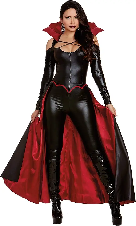 Dreamgirl Fantasia de vampiro adulto para mulheres, vampira gótica moderna, fantasia de princesa das trevas, fantasia de Halloween, Preto/vermelho, X-Large