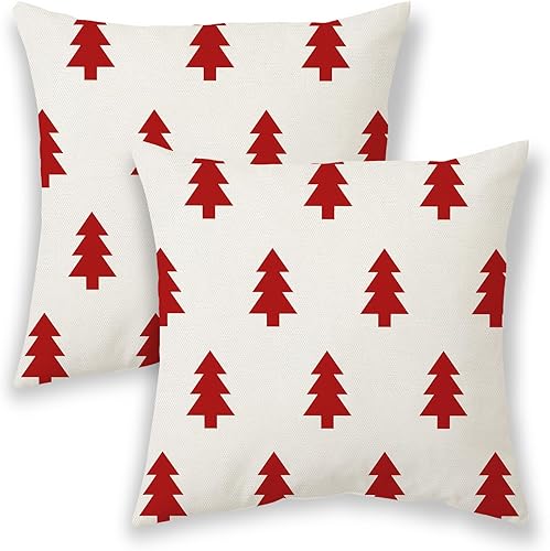 Miniatura 8 de BETGINY Fundas de almohada de Navidad de 18 x 18 pulgadas, 2 unidades, diseño de árboles blancos y negros para sofá, decoración de Navidad de