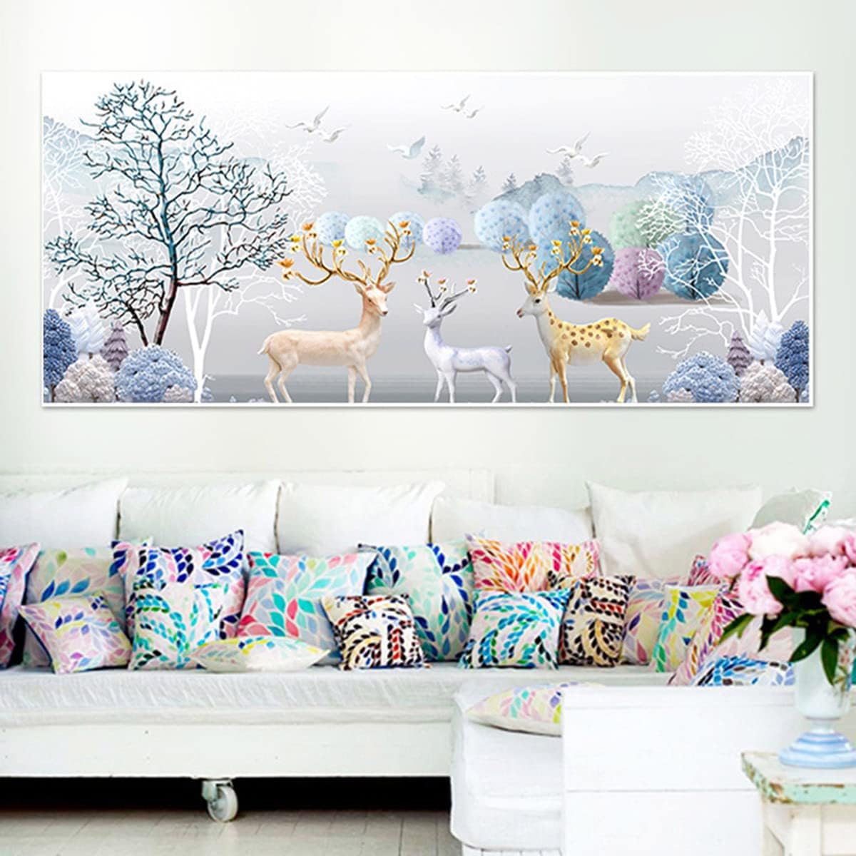 Instarry DIY 5D Diamond Painting Full Drill Elk Mosaic Embroidery Home Decorations for Living Room 39.4x15.7 inch