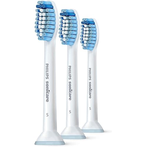 Philips Sonicare Genuine Sensitive Replacement Toothbrush Heads for Sensitive Teeth, 3 Brush Heads, White, HX6053/64