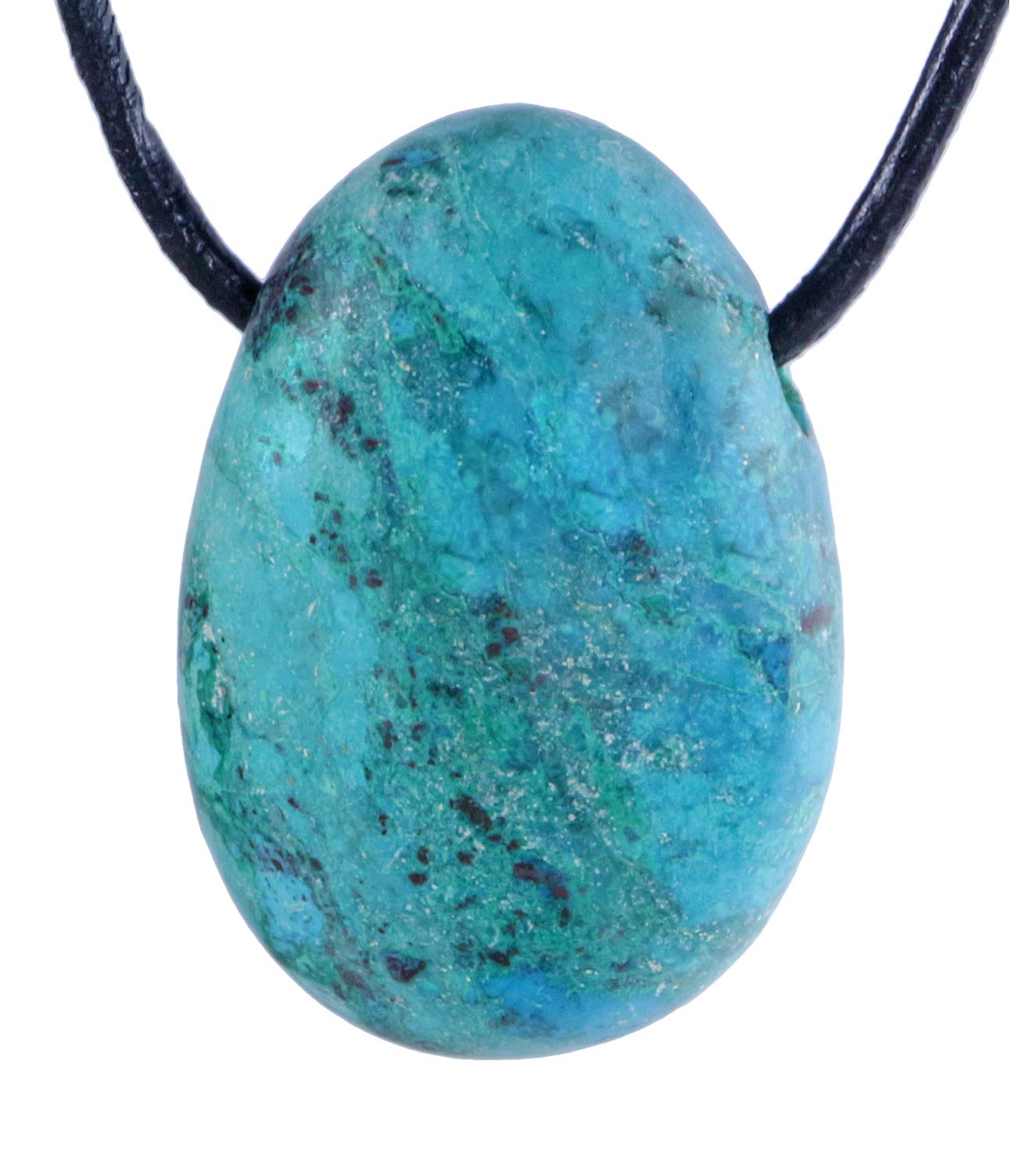 Lebensquelle PlusChrysokoll Water Drop Pendant with Leather Bracelet, Halbedelstein, Chrysokoll, Halbedelstein, Chrysokoll