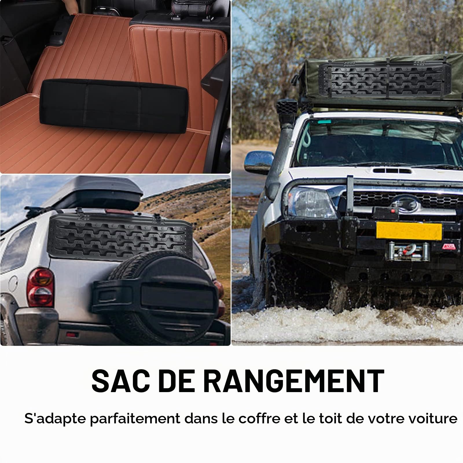 YRHome 2 plaques de sable, aide au démarrage pour camping-car, planche de récupération, traction, bande de traction, noir, boue, sable, neige, échelle à pneus
