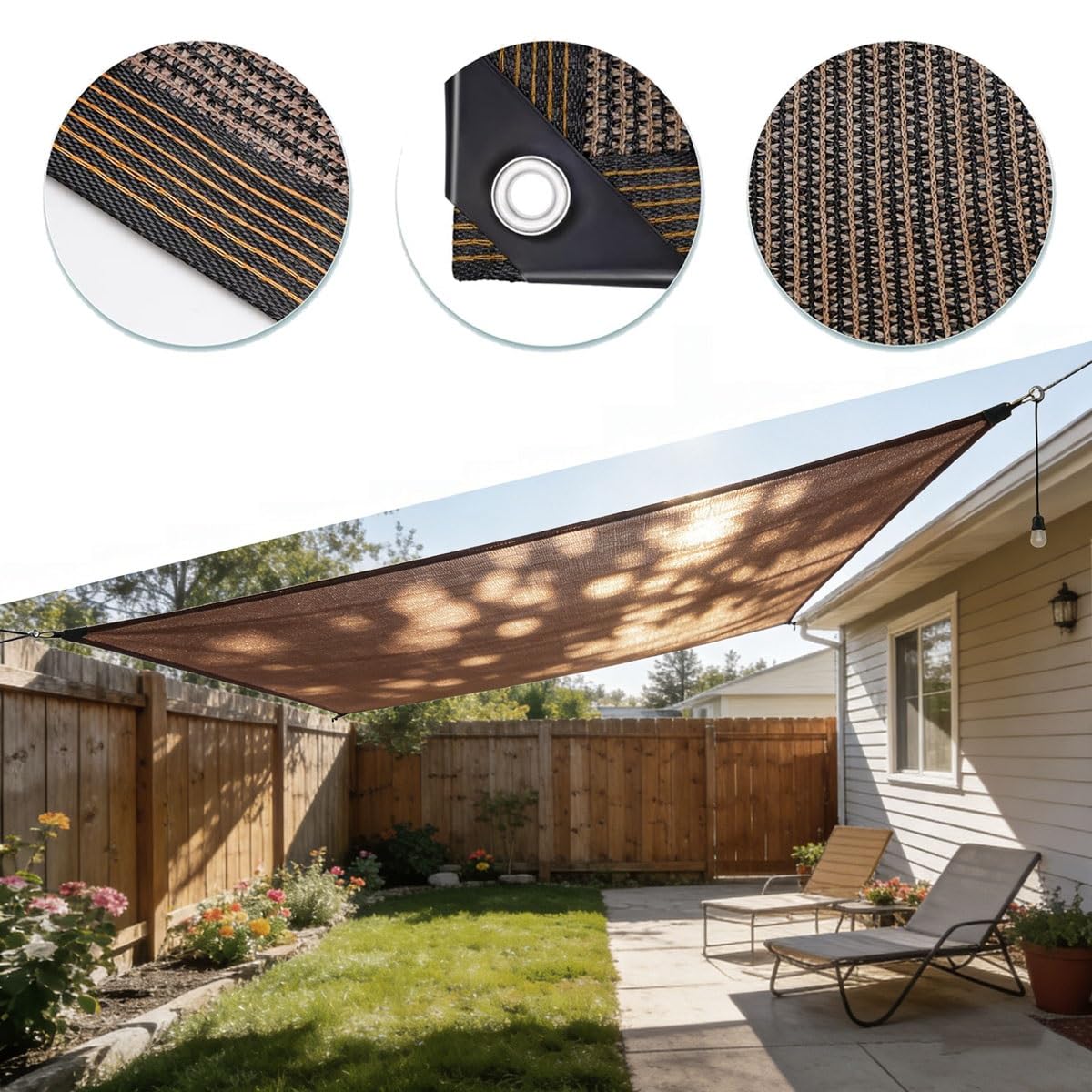 90% sol con ojales – Cubierta de toldo para lona de malla resistente UV Pera para jardín, invernadero, patio, red al aire libre (21 x 33 pies)