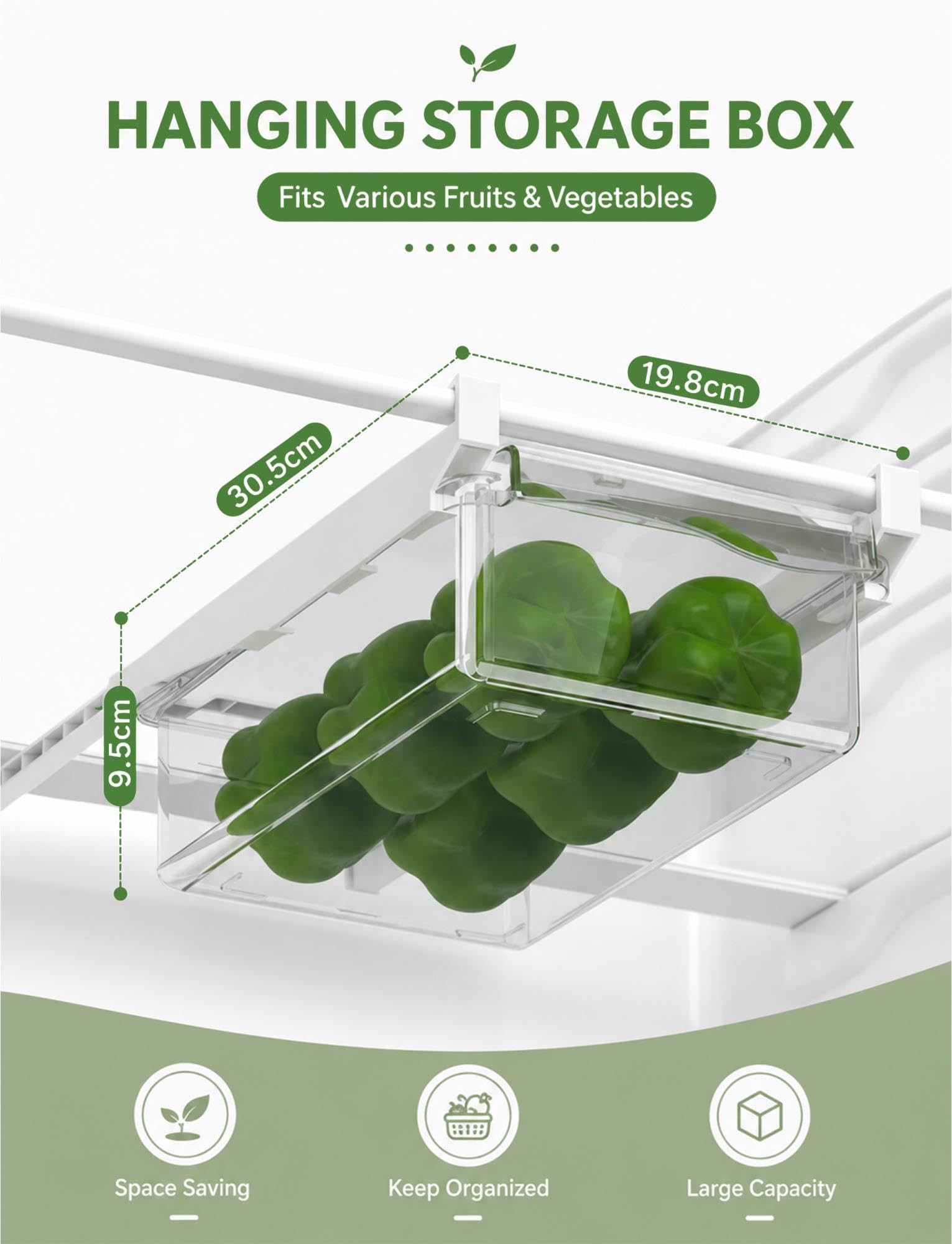 Organizador colgante para nevera,cajón extraíble,huevos,frutas y verduras