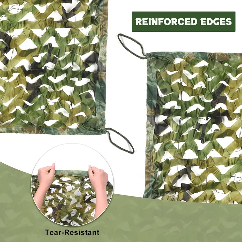 Red de Camuflaje Ligera Malla de Camuflaje Red de Protección Solar del Ejército Militar para Jardín Interior Observar Aves(8.512m)