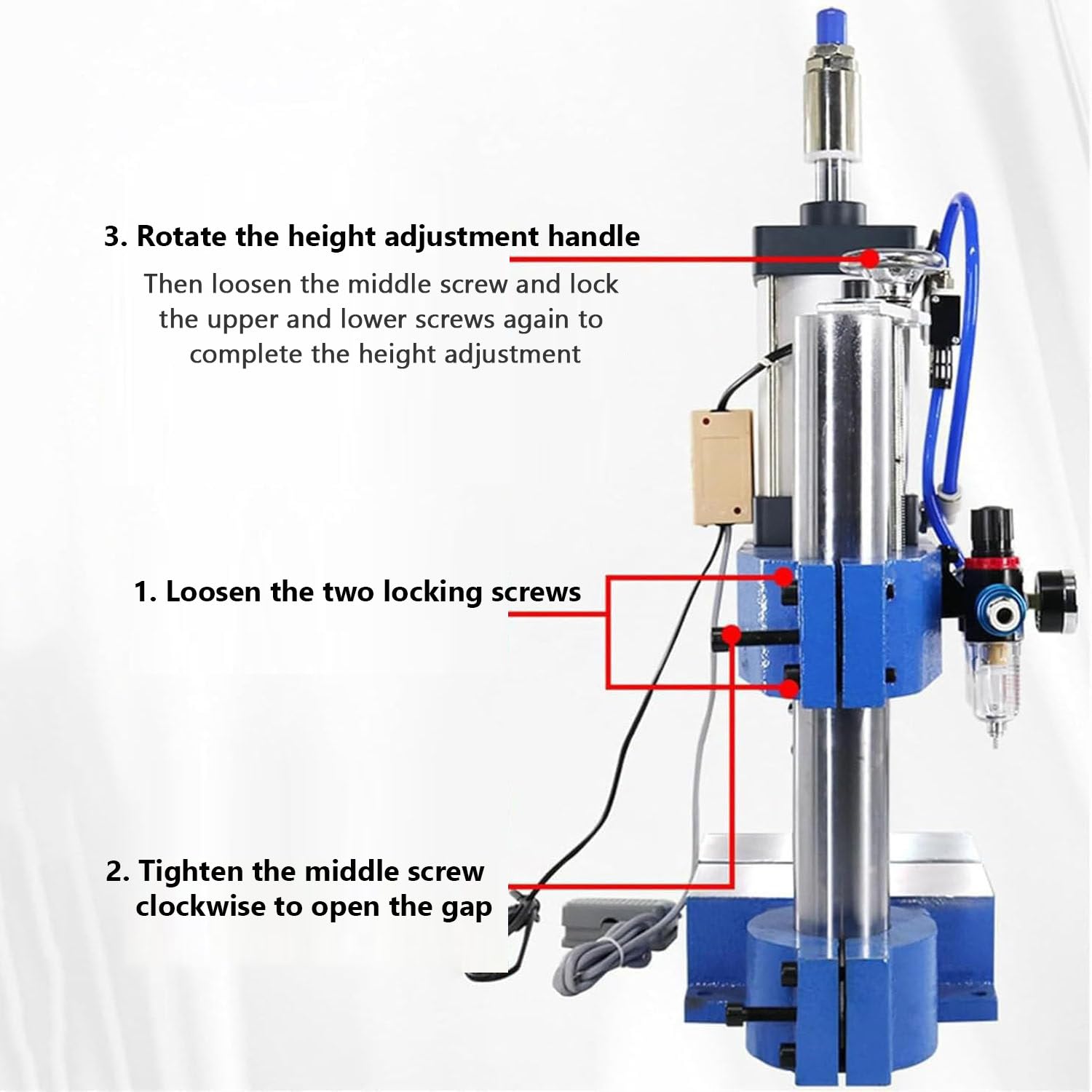 Perforatrice pneumatica verticale, punzonatrice ad alta precisione da 200 kg/300 kg, con pulsanti o pedale per rivettatura da banco