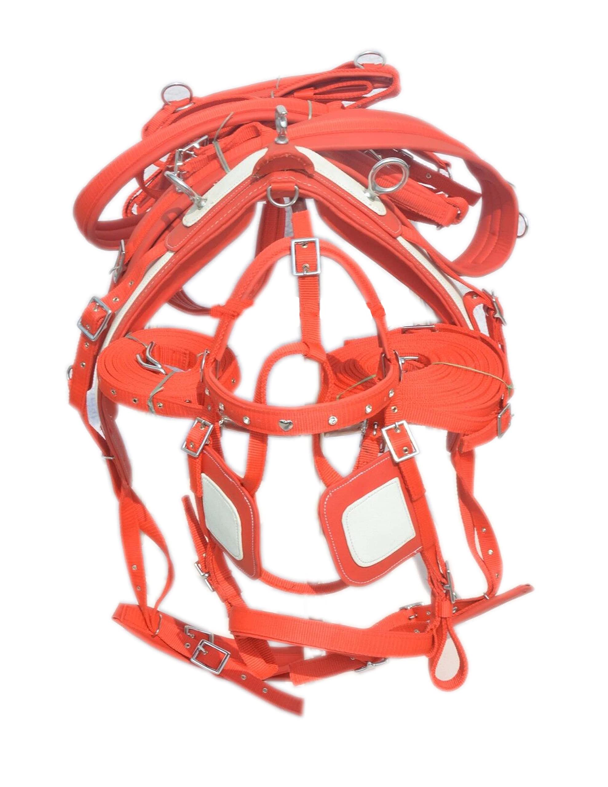 Nylon Reitgeschirr für Einzelpferd Rot/Weiß Diamonte Trense COB