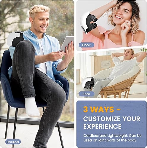 Miniatura 5 de Masajeador de rodilla, masajeador de rodilla inalámbrico con 3 niveles de calefacción, 3 modos de vibración, pantalla LED y correas ajustables,