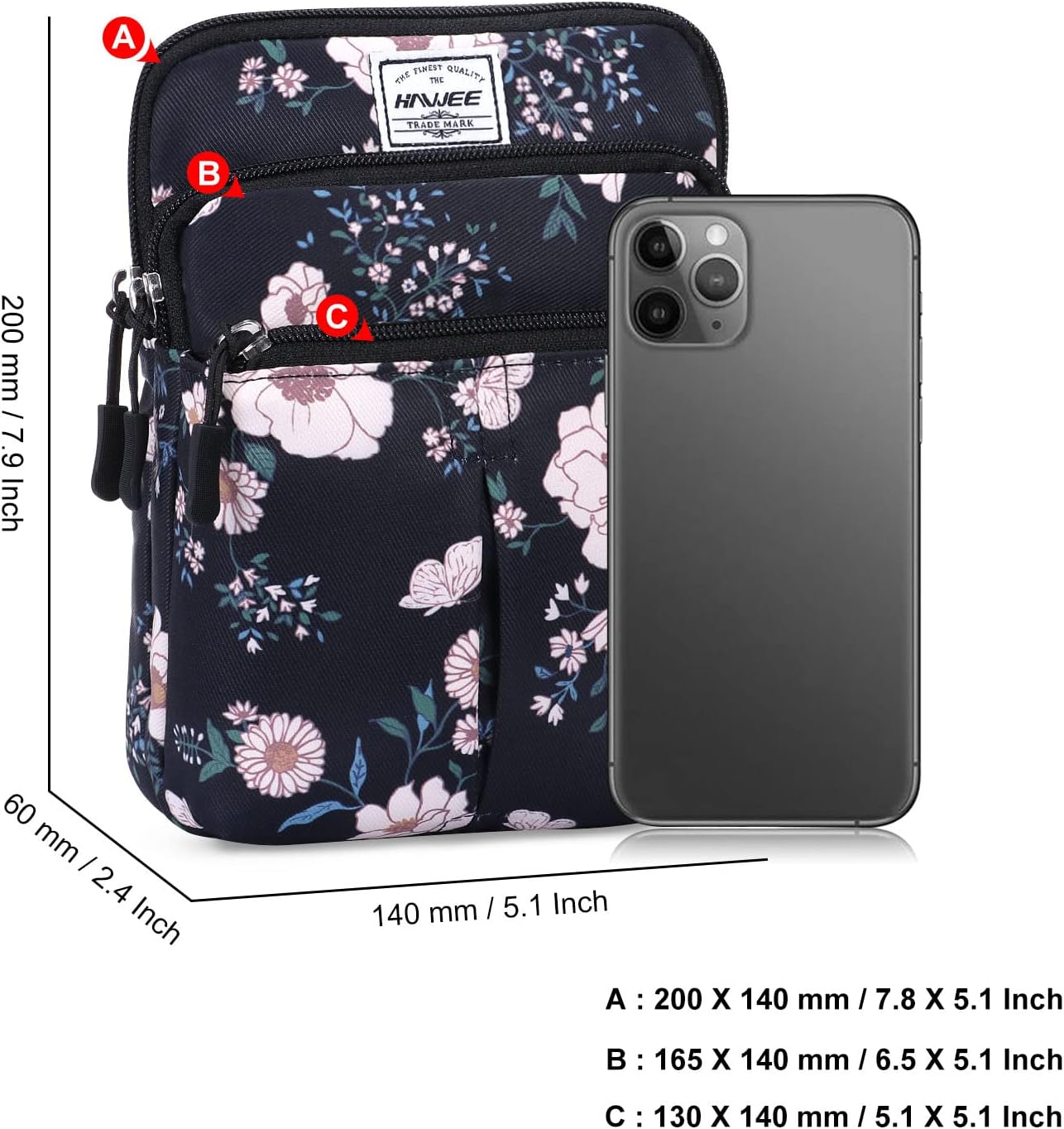 Waist Belt Bag for Women and Men Cross Body Cell Phone Purse Adjustable Shoulder Strap Travel Hip Pouch Multifunctional Fashion Fanny Packs Water Repellent, Vanessa Flora - Image 5