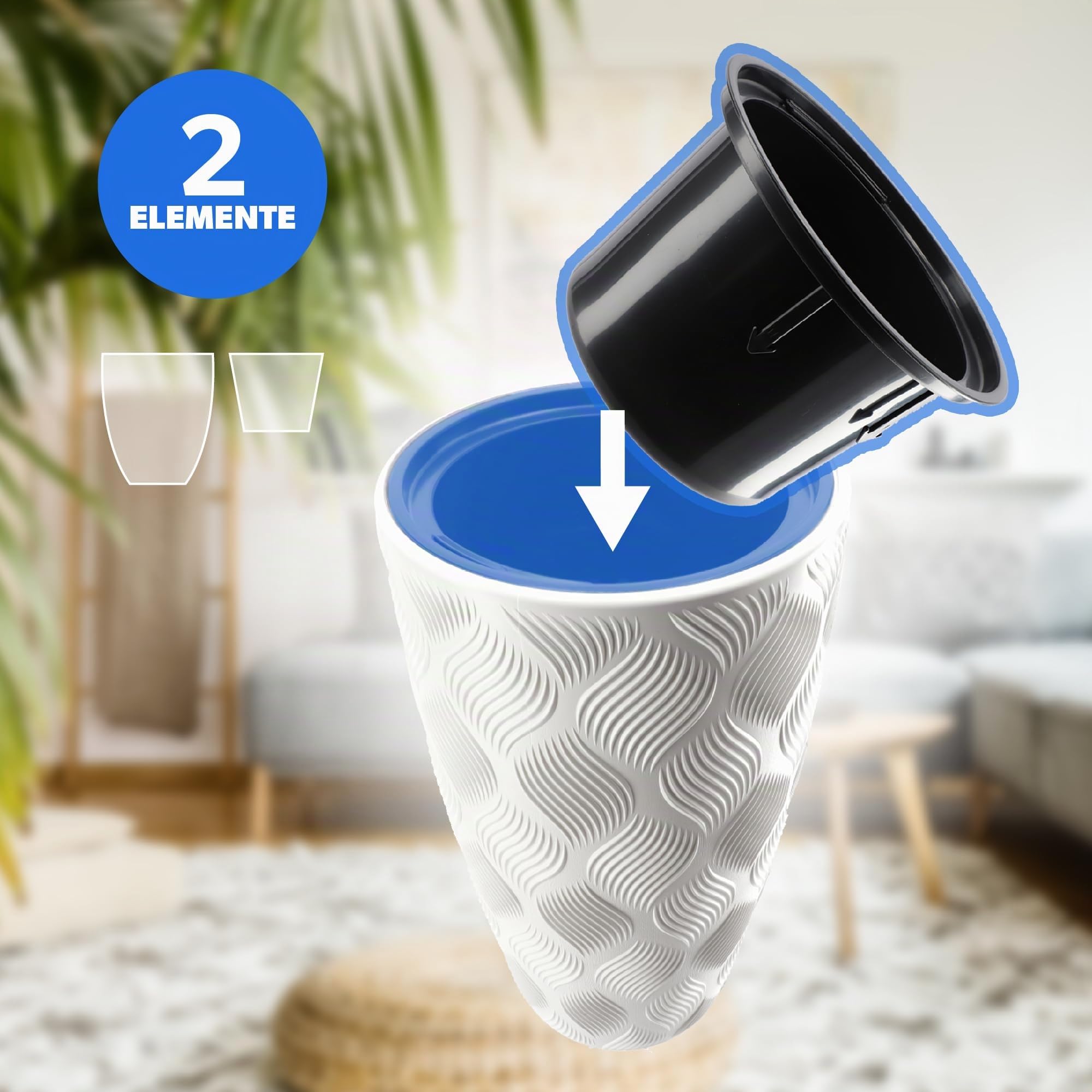 KADAX Pot de Fleurs Haut, Jardinière en Plastique de Grande Taille avec Motif Moderne pour Sublimer Votre Intérieur ou Extérieur, Bac à Fleur (Blanc, 58.5 cm)