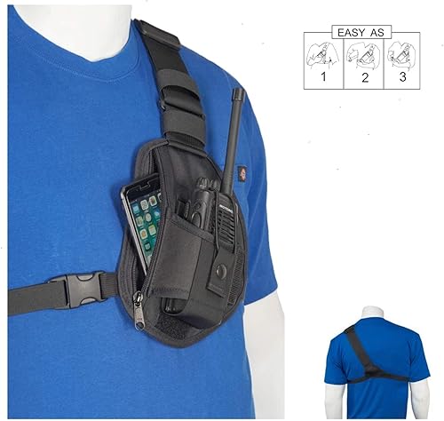 Miniatura 6 de RCH-101U - Arnés universal para radio de pecho, bolsa individual ajustable para radios bidireccionales, Motorola y Walkie Talkies, fabricado en