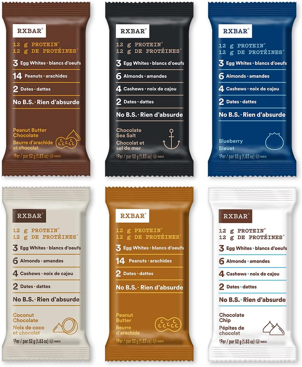 RXBAR Variety Pack, 12ct, 52 Grams Amazon.ca Health & Personal Care
