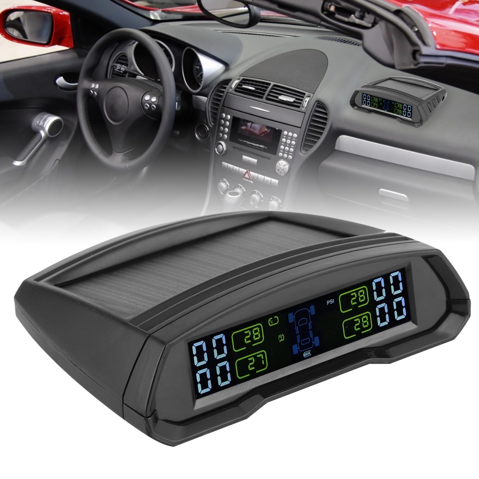 Terisass di monitoraggio della Pressione dei Pneumatici Wireless TPMS TPMS di Alimentazione Solare o USB con 4 sensori per la Pressione e la Temperatura del rimorchio Viaggio