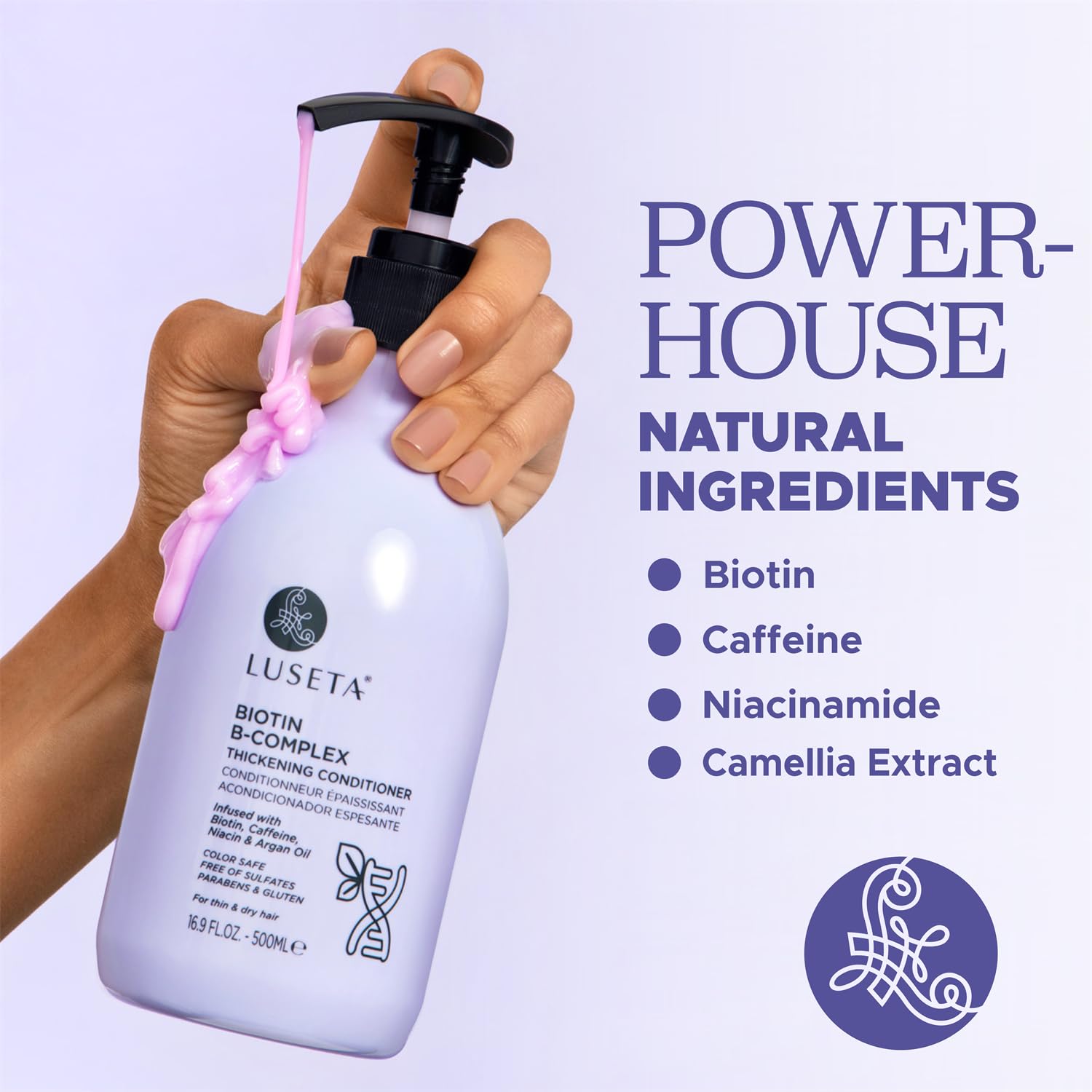 Luseta Biotin B-Complex Thickening Conditioner - Hair Growth and Strengthening Treatment With Caffeine and Argan Oil for Thinning Hair, All Hair Types, Men & Women, 16.9oz - Image 3