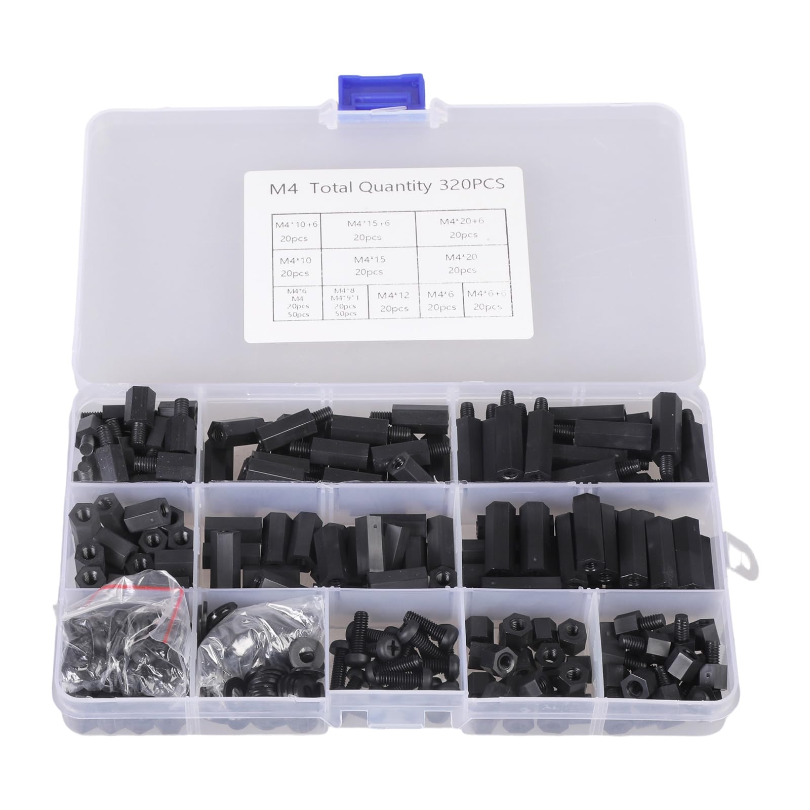 320Pcs Motherboard Standoffs and Screws Assortment Set Male Female Nylon Hexagonal Spacer Nut Enduring Motherboard and Assortment Set