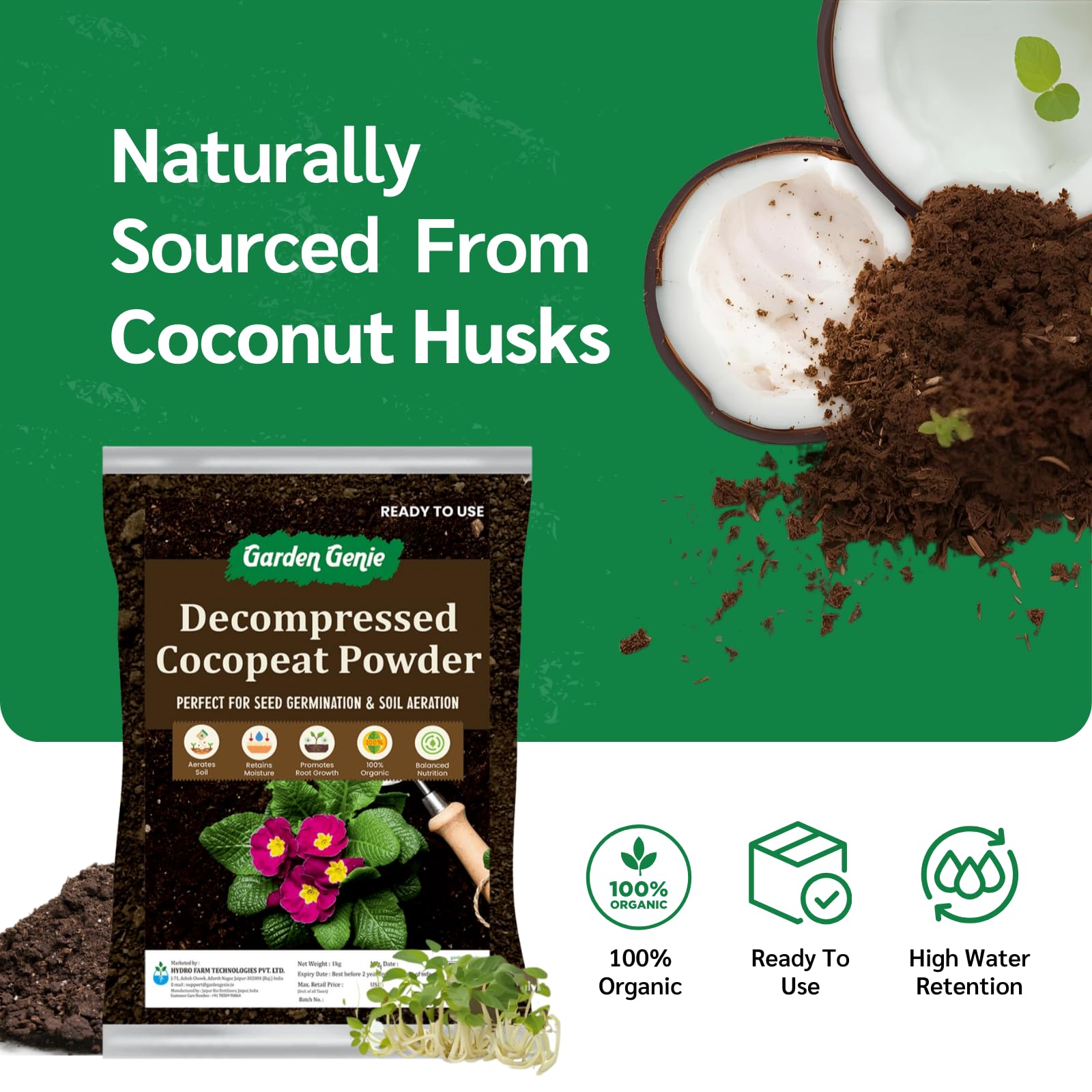 Garden Genie Cocopeat Powder - Boost Plant Growth -2
