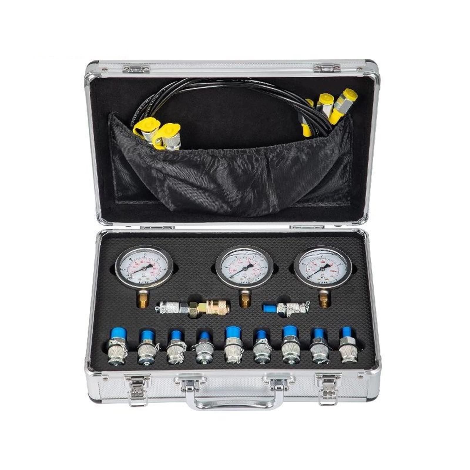 Kit de manómetro de prueba de presión hidráulica Acoplamiento del probador for la construcción de excavadoras 8600PSI con estuche portátil for uso industrial Para principiantes