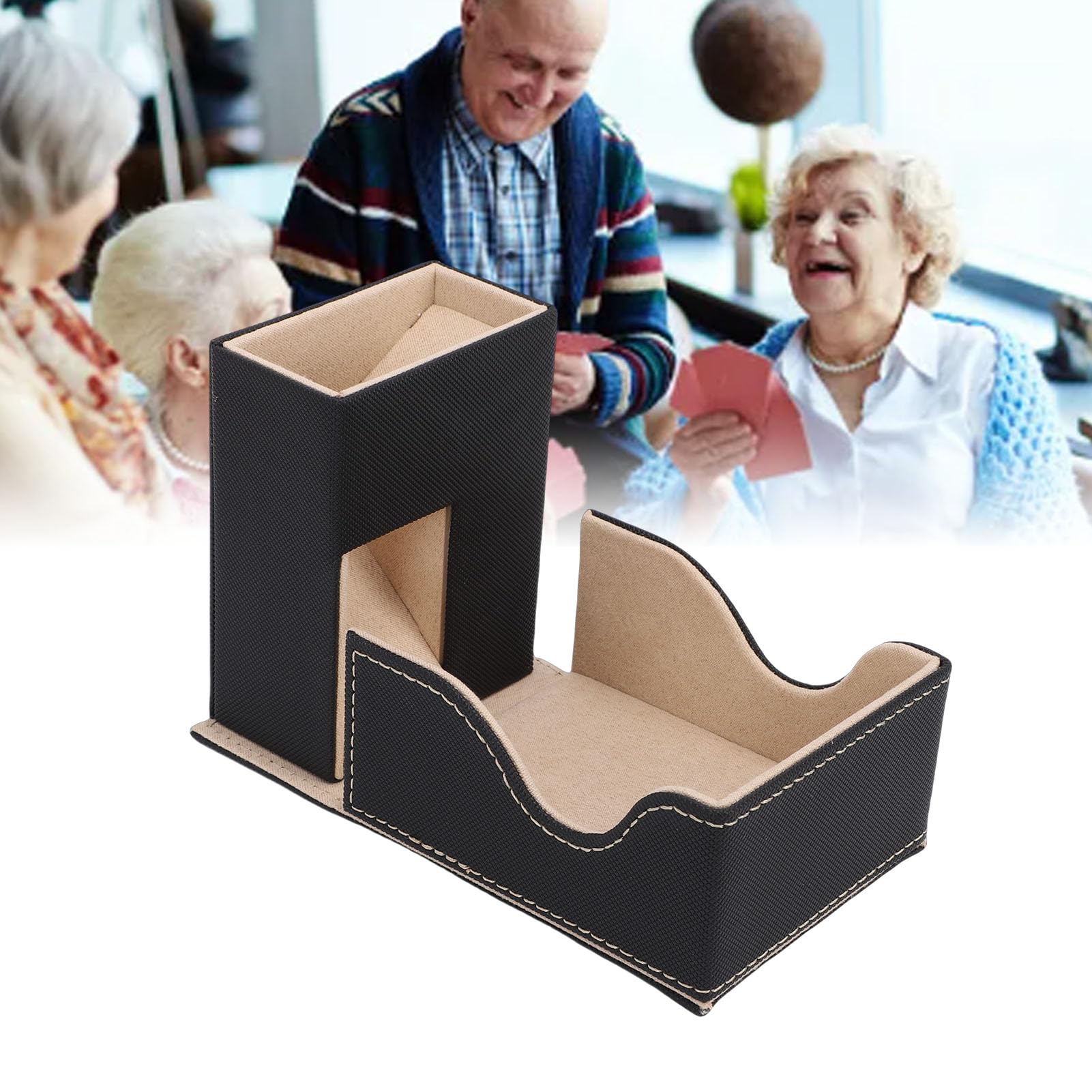Cocoarm Torre de Dados Plegable, Torre de Rodamiento Magnética en Piel PU con Forro de Terciopelo para Juegos de Mesa D&D RPG (Oro Negro)