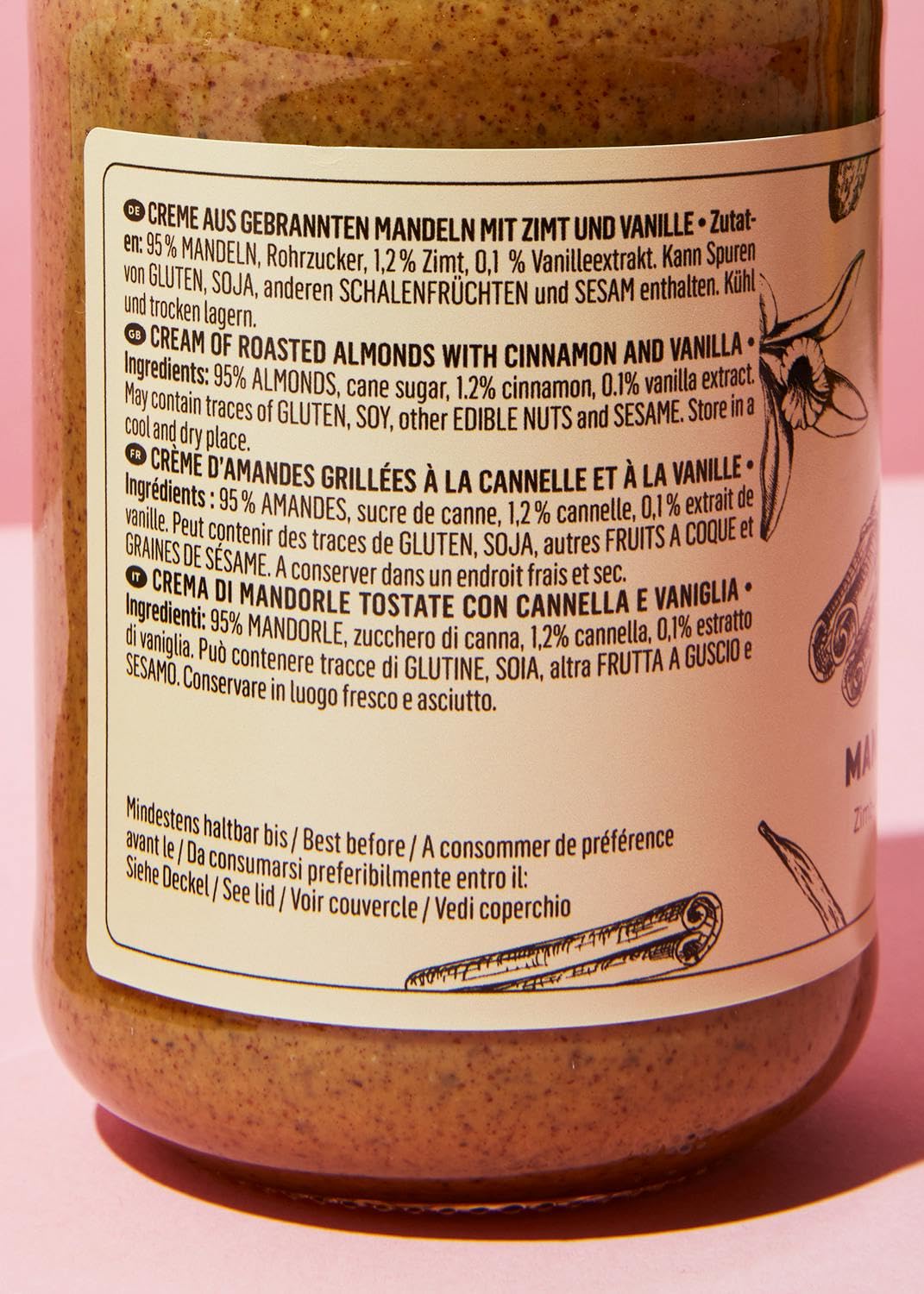 KoRo - Mandelmus Zimt-Vanille 500 g - Zum Backen & Co.- Creamy Mixgenuss aus Vanille mit Zimt - Veganer Aufstrich