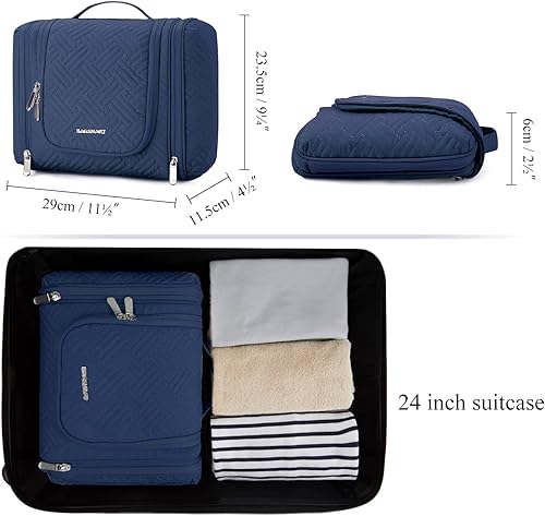 Miniatura 6 de BAGSMART Atlas - Neceser para mujer, organizador de viaje con gancho para colgar, bolsa de maquillaje cosmética resistente al agua para champú,
