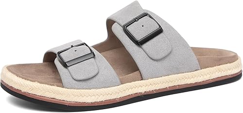 NEWBELLA Men's Casual Sandals with Arch Support - Adjustable Buckle Strap Slippe