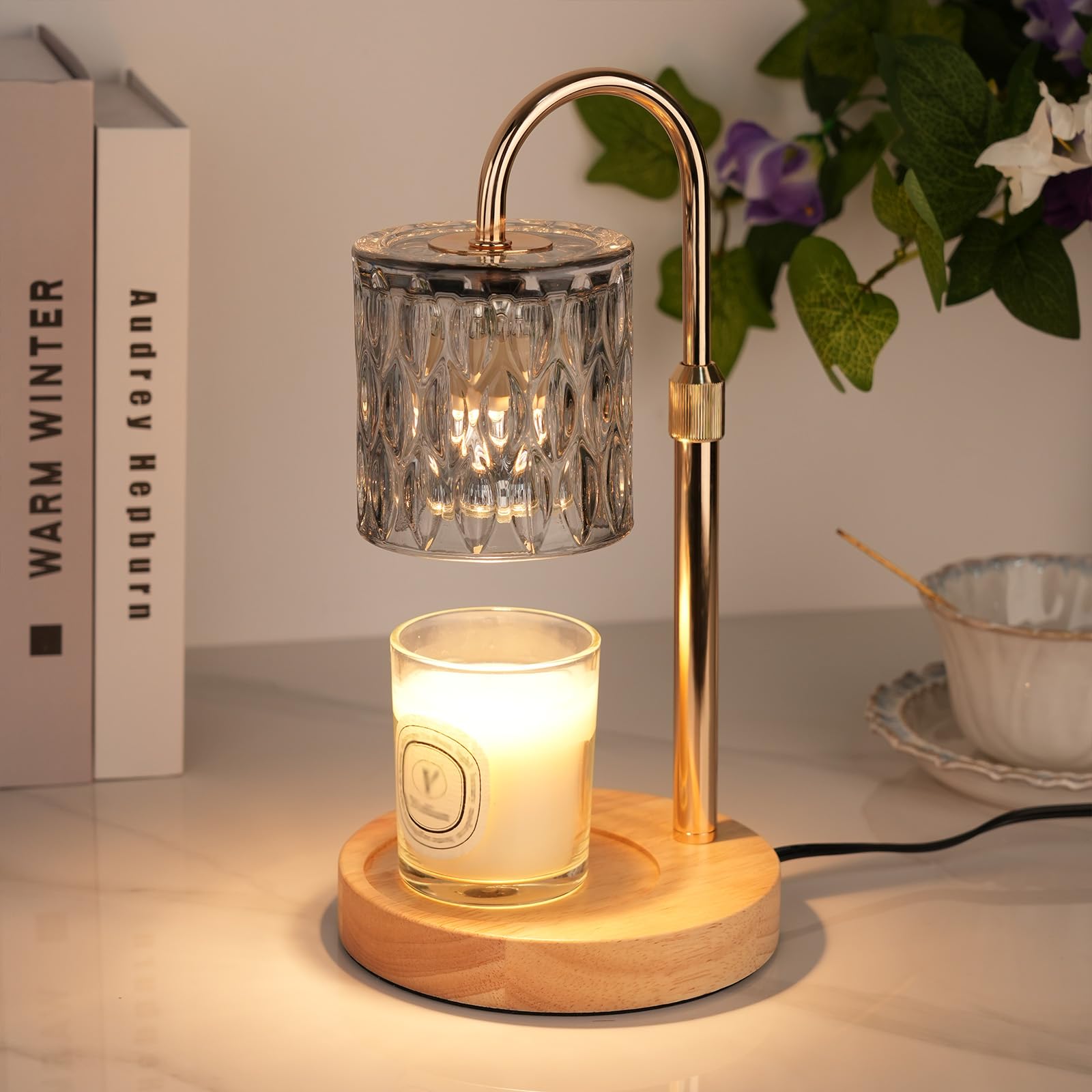 Lampada profumata con timer, altezza regolabile e dimmerabile (grigio, goccia d'acqua a barile)
