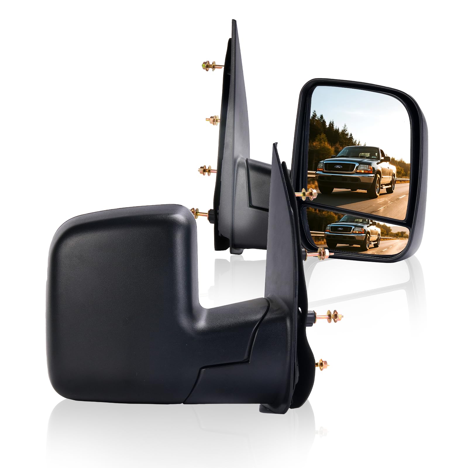 PZ Front Left & Right Side Manual Dual Glass Side View Door Mirror Compatible for 02-08 FORD E150 E250 E350 E450 E550 Club Wagon Econoline Super Duty