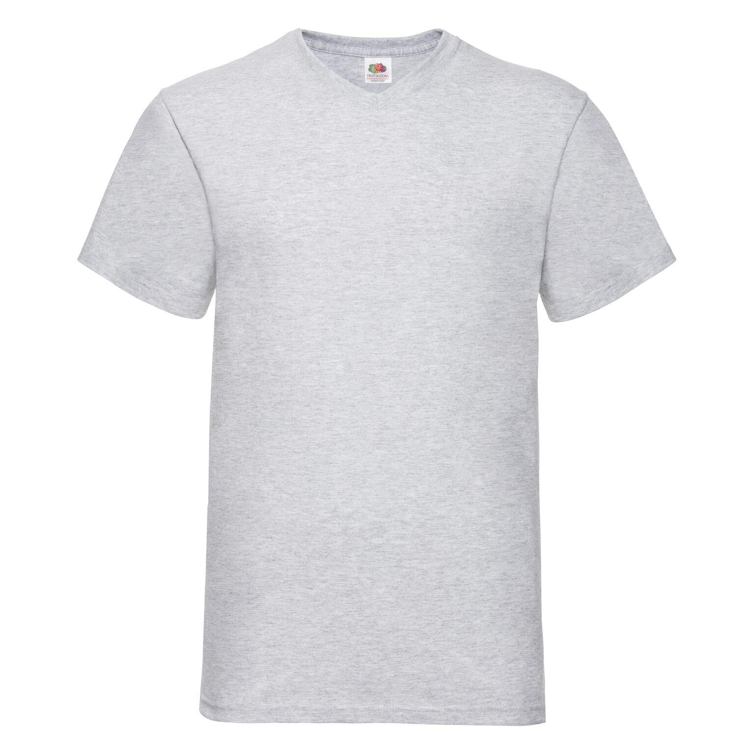 Fruite of The Loom Valueweight V-Neck T-Shirt Mottled Grey, Grey - Heather Grey, L