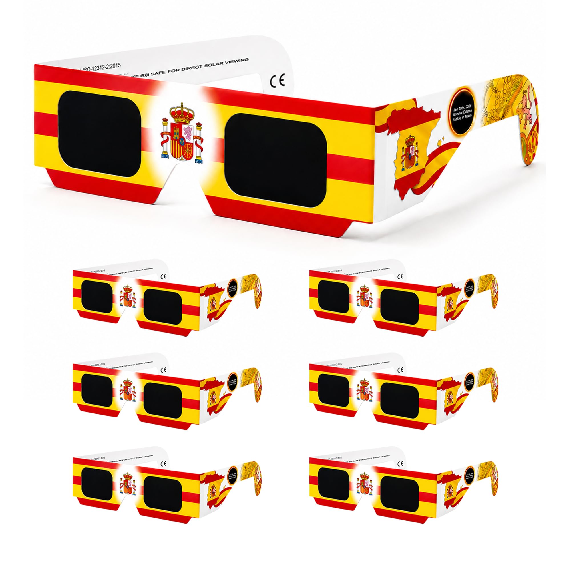 GEVECORI Solar Eclipse Glasses, ISO 12312-2, CE Marked, 6-Pack Yellow